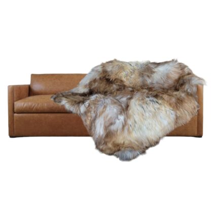 Sheepskin rug throw for chair, bench or sofa - gray cinnamon Palomino