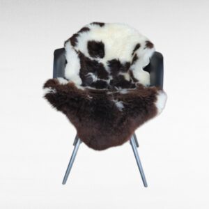 Natural Brown Sheepskin fur Rug on Chair used as a throw
