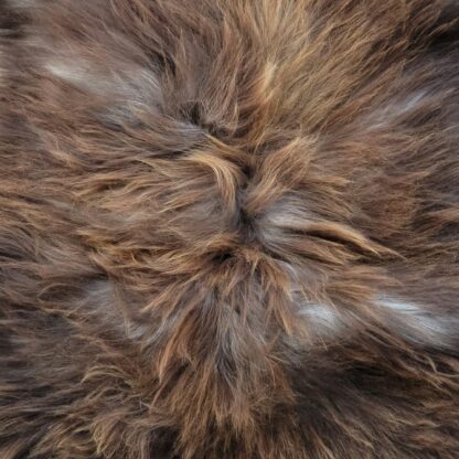 Rusty Brown + Grey Icelandic sheepskin fur throw 48" x 23"