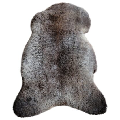 Real fur rug gray + brown wool sheepskin pelt