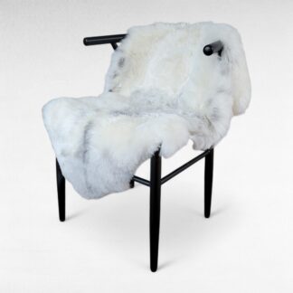 Gray + White Short 2" Wool Pliable Lambskin Pelt Throw (47" x 34")