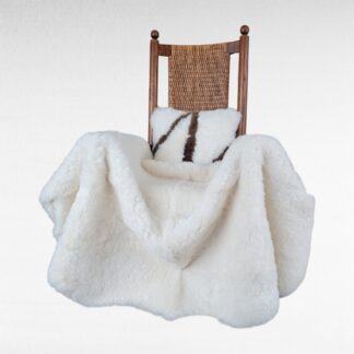 White Icelandic Shorn Lambskin Quad ( 4 pelts sewn together ) Throw 70" x 39"