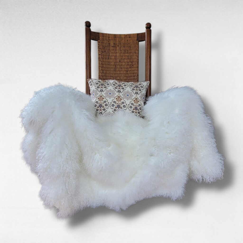 Natural curly fur Mongolian sheepskin multi-pelt throw