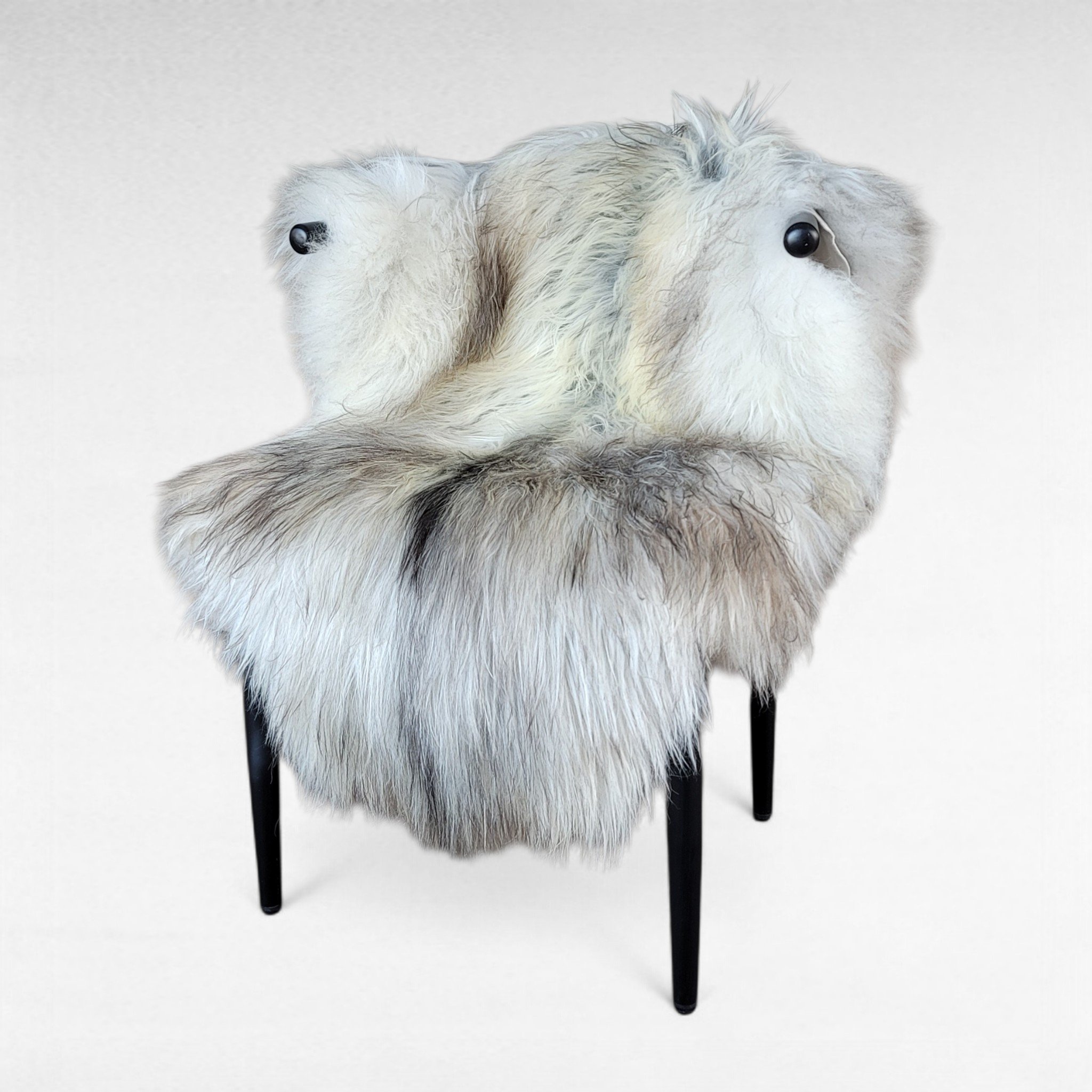 Large Natural Undyed Long Hair Gray White Icelandic Sheepskin 50" x 32"