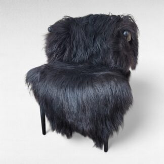 Natural Black Icelandic Sheepskin Pelt | Wool Accent Rug, Nordic Home Décor 54" x 36"