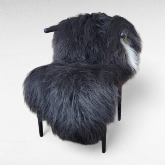 Genuine Black Icelandic Sheepskin Pelt | Natural Wool Rug, Dark Nordic Fur Décor 57" x 35"