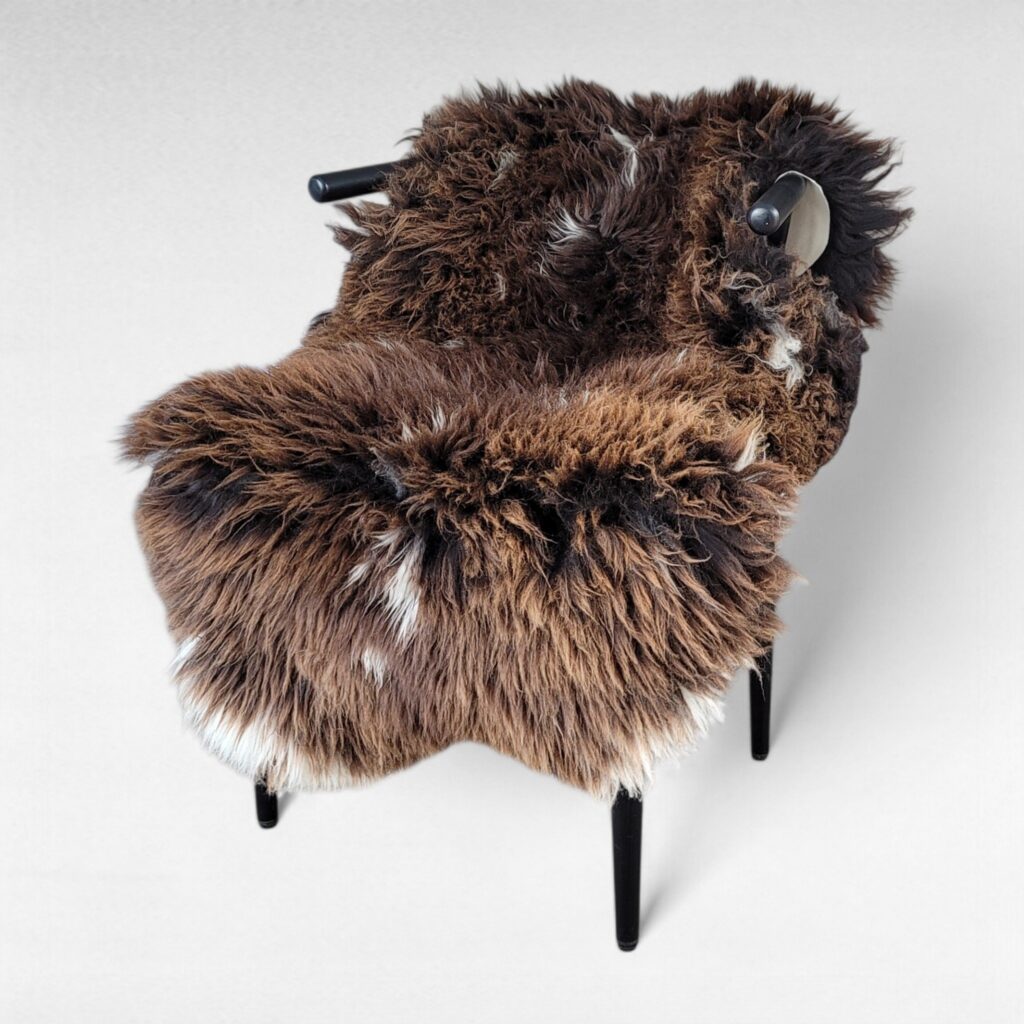 XXL Thick Lofty Natural Brown Fleck Sheepskin Rug - Large Genuine Sheep Pelt (48" x 30")