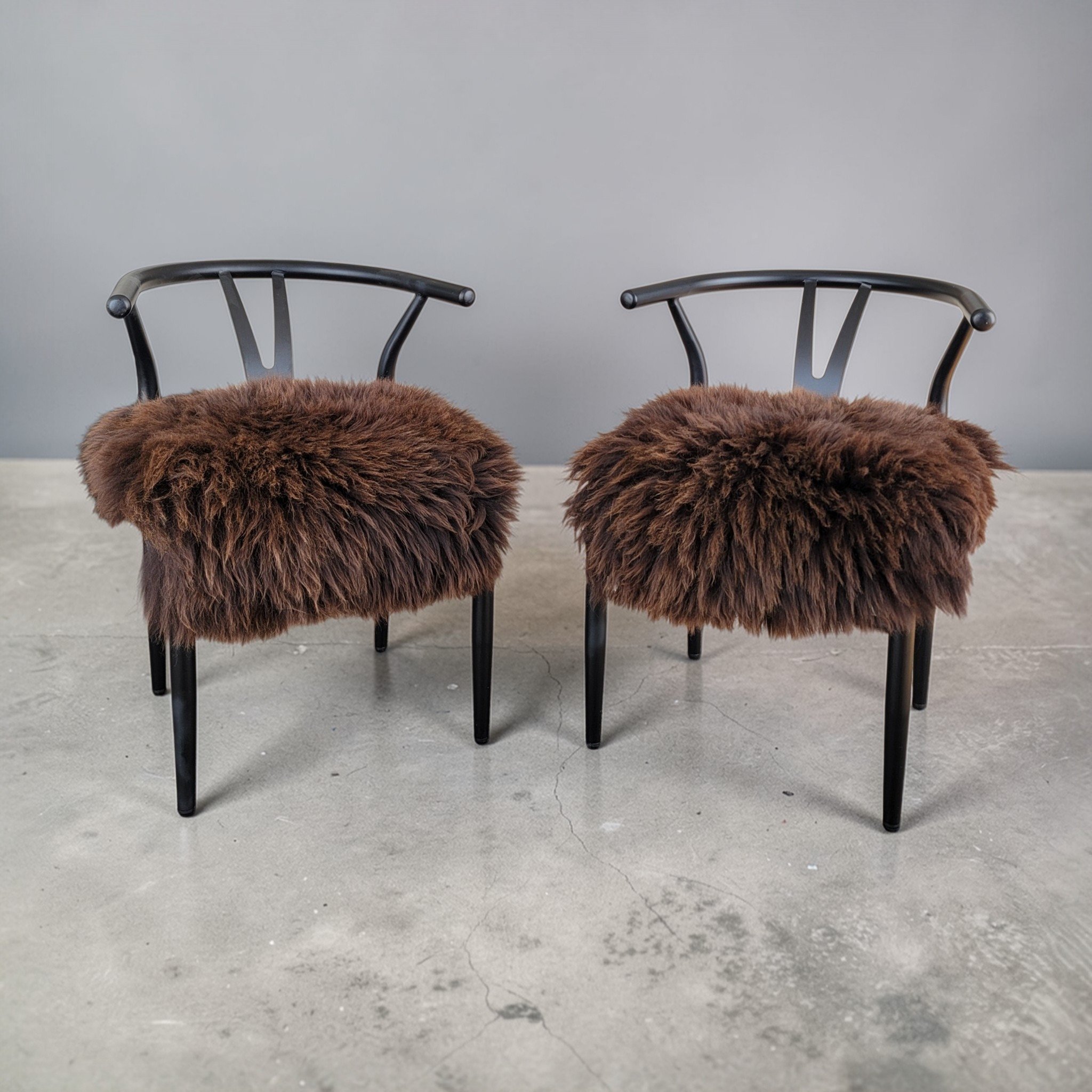 Long Thick Wool Sheepskin Chair Pads Set of 2 - 22x22 (16x16) - Brown Natural Seat Cushions Long Thick Wool Sheepskin Chair Pads Set of 2 - 22x22 (16x16) - Brown Natural Seat Cushions