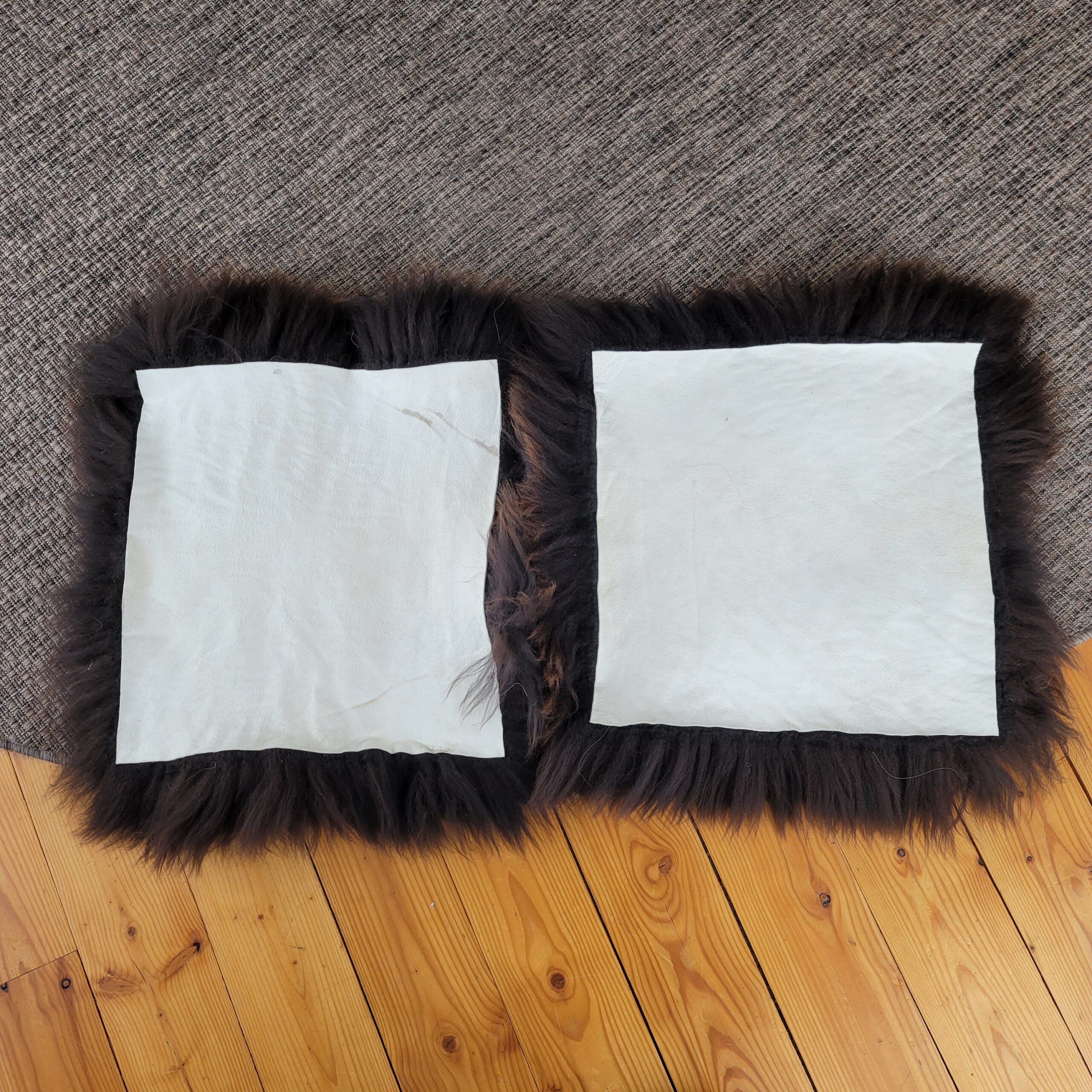 Long Thick Wool Sheepskin Chair Pads Set of 2 - 22x22 (16x16) - Brown Natural Seat Cushions Long Thick Wool Sheepskin Chair Pads Set of 2 - 22x22 (16x16) - Brown Natural Seat Cushions - Image 5