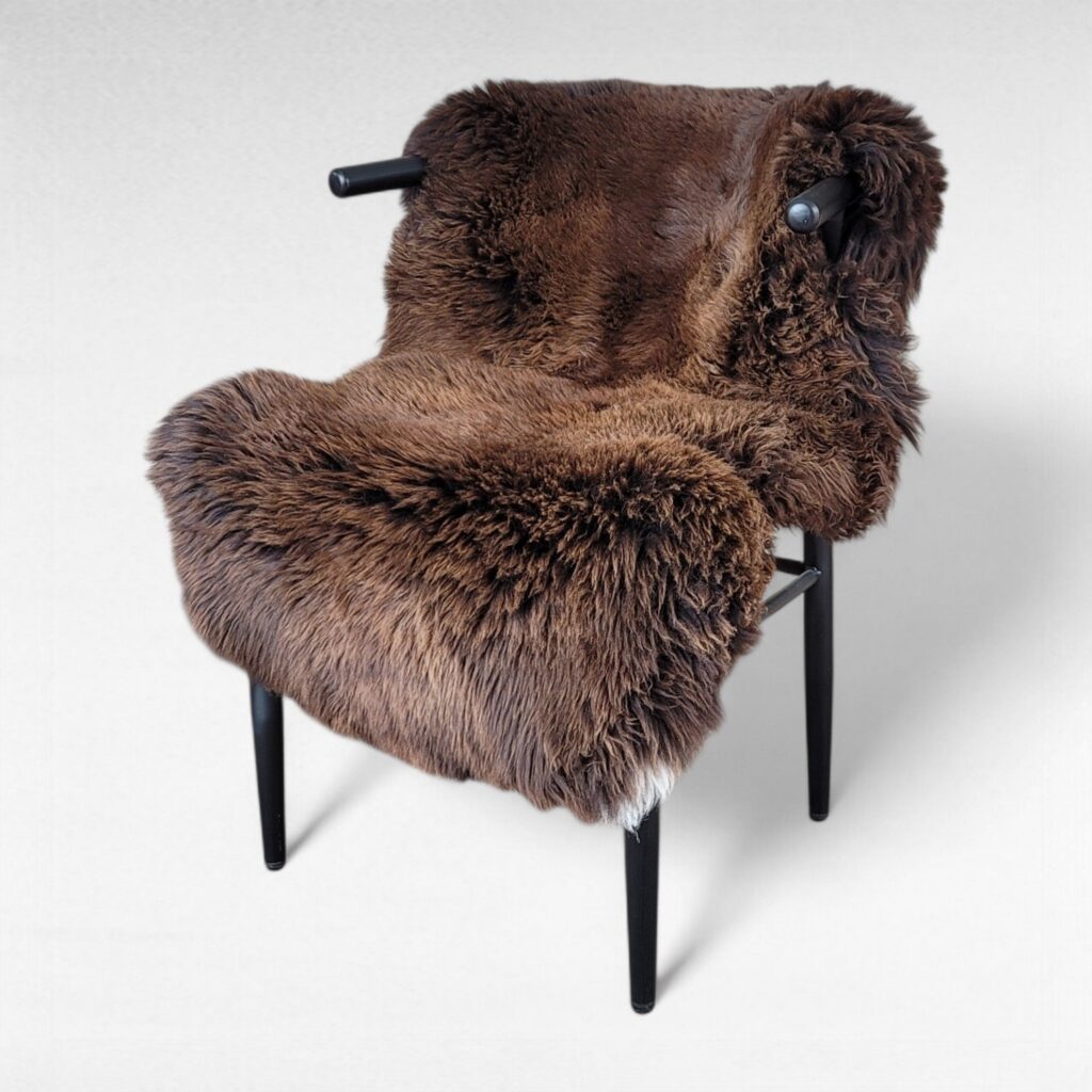 Thick Brown w/ White Snip  Dutch Sheepskin Rug 45″ x 30″