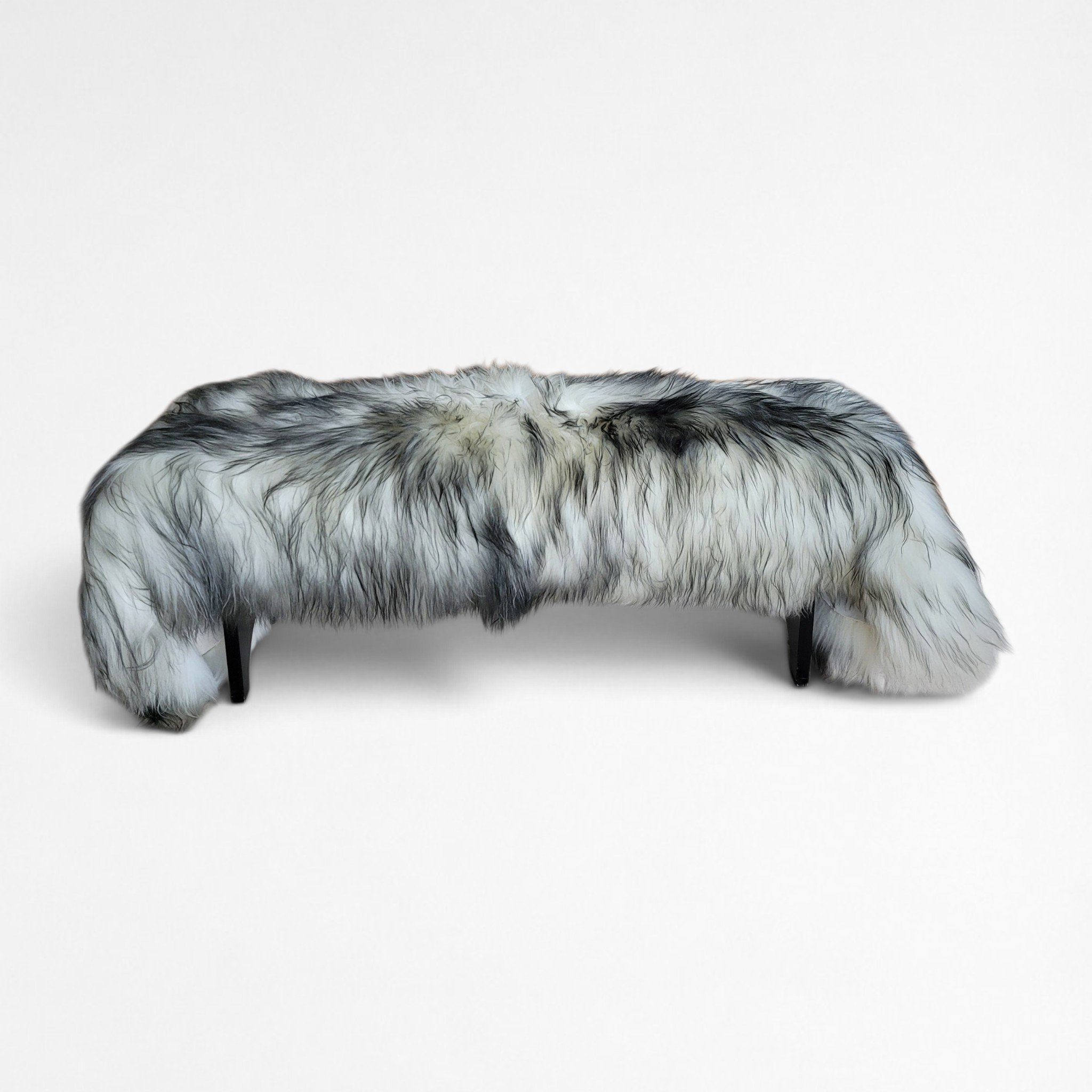 Icelandic Double Sheepskin Seat Cover or Runner Rug - Gray Tip - Image 8