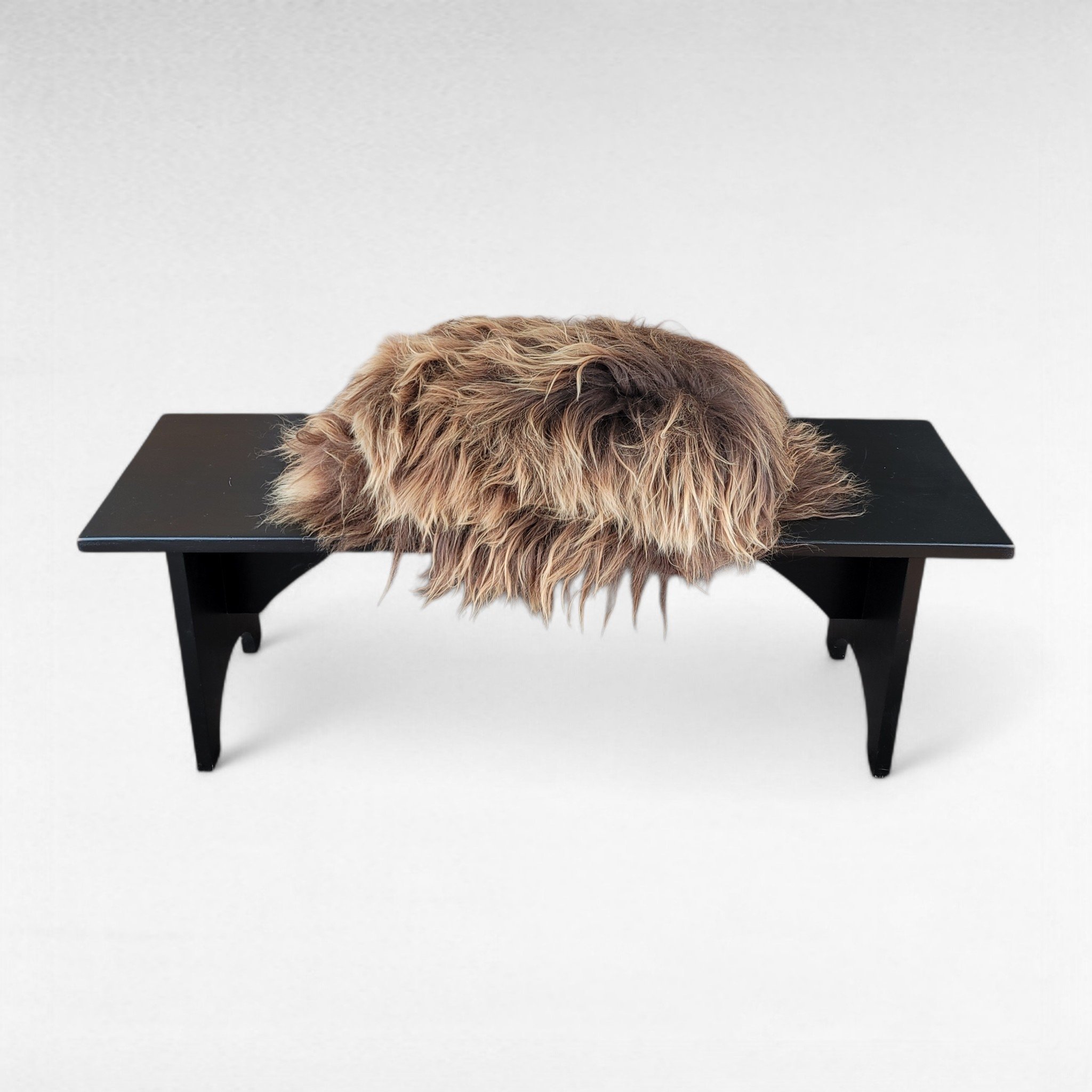 Brown Double Long Icelandic Sheepskin Rug XXL sheepskin double folded up on bench seat