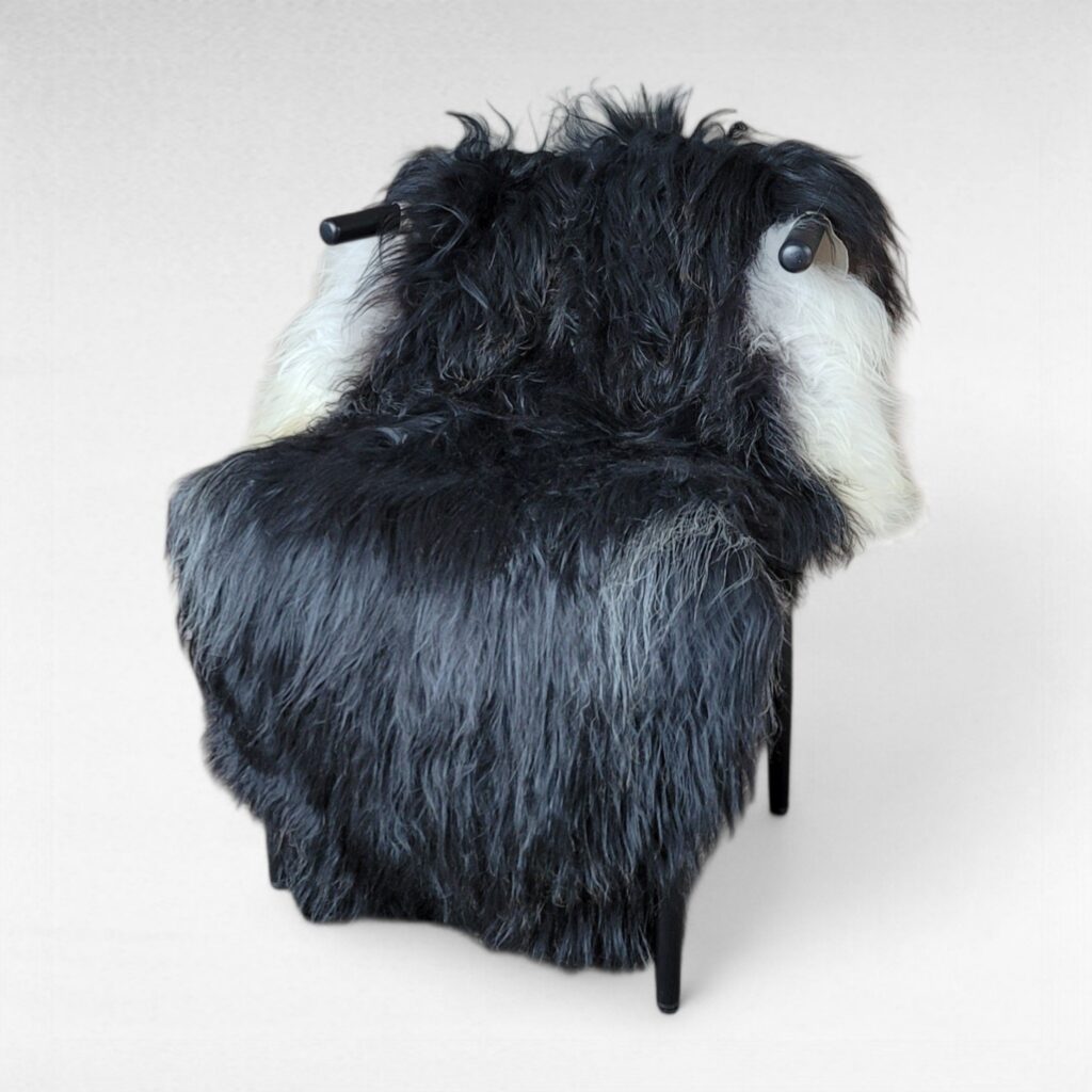 Black Icelandic Sheepskin Pelt | Natural Wool, Genuine Fur Accent Rug, Boho Nordic Décor
