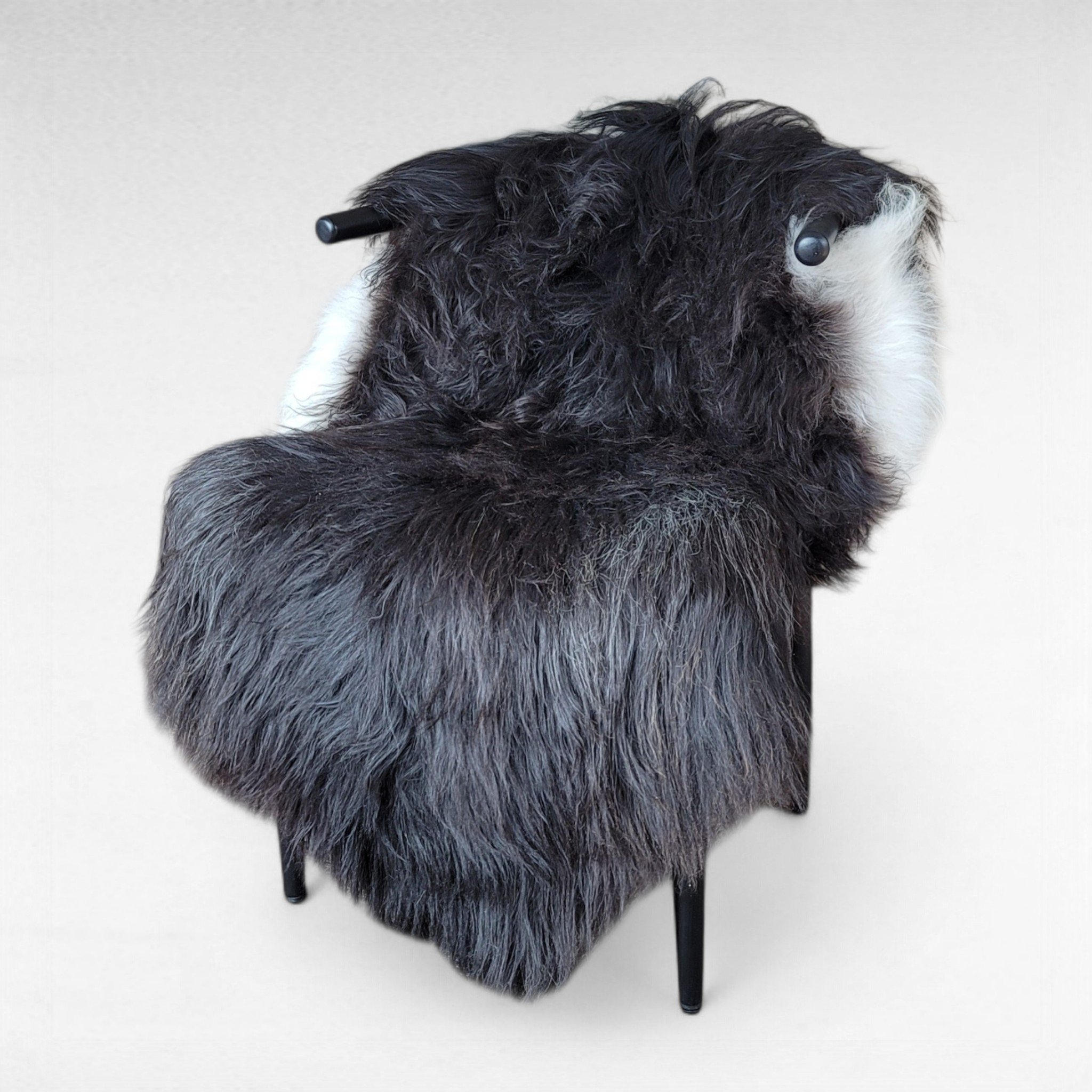 XXL Natural Black Icelandic Sheepskin 56" x 36" Black Icelandic Sheepskin Pelt | Natural Wool, Genuine Fur Accent Rug, Boho Nordic Décor