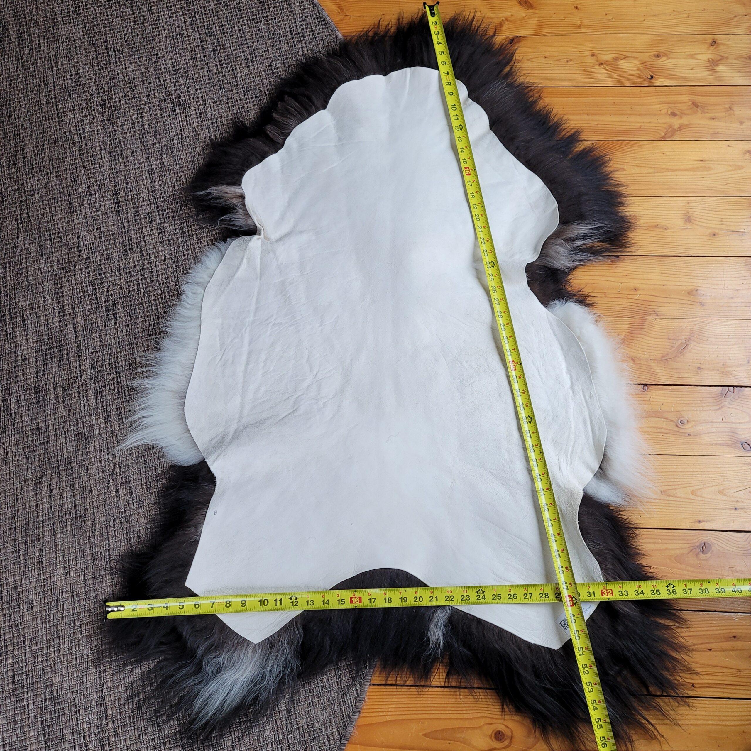 XXL Natural Black Icelandic Sheepskin 56" x 36" Black Icelandic Sheepskin Pelt | Natural Wool, Genuine Fur Accent Rug, Boho Nordic Décor