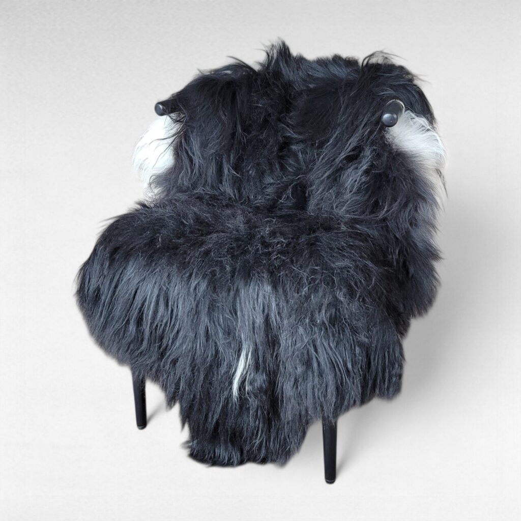 Black Icelandic Sheepskin Pelt | Natural Wool, Genuine Fur Accent Rug, Boho Nordic Décor