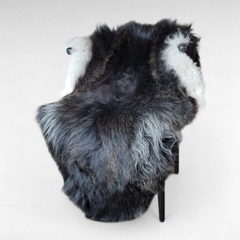 Black Icelandic Sheepskin Pelt | Natural Wool, Genuine Fur Accent Rug, Boho Nordic Décor