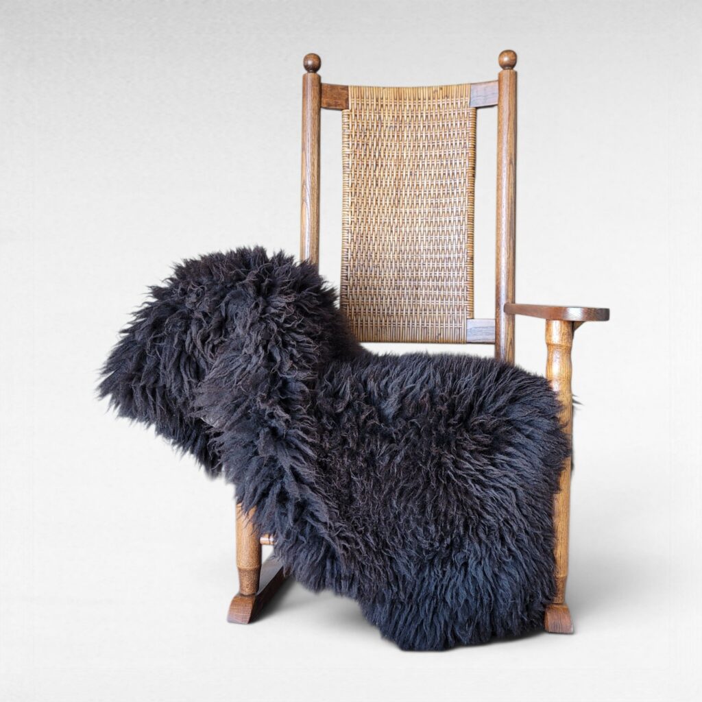 Dark Brown Swedish Sheepskin Throw with Textured Wool (49" x 32")