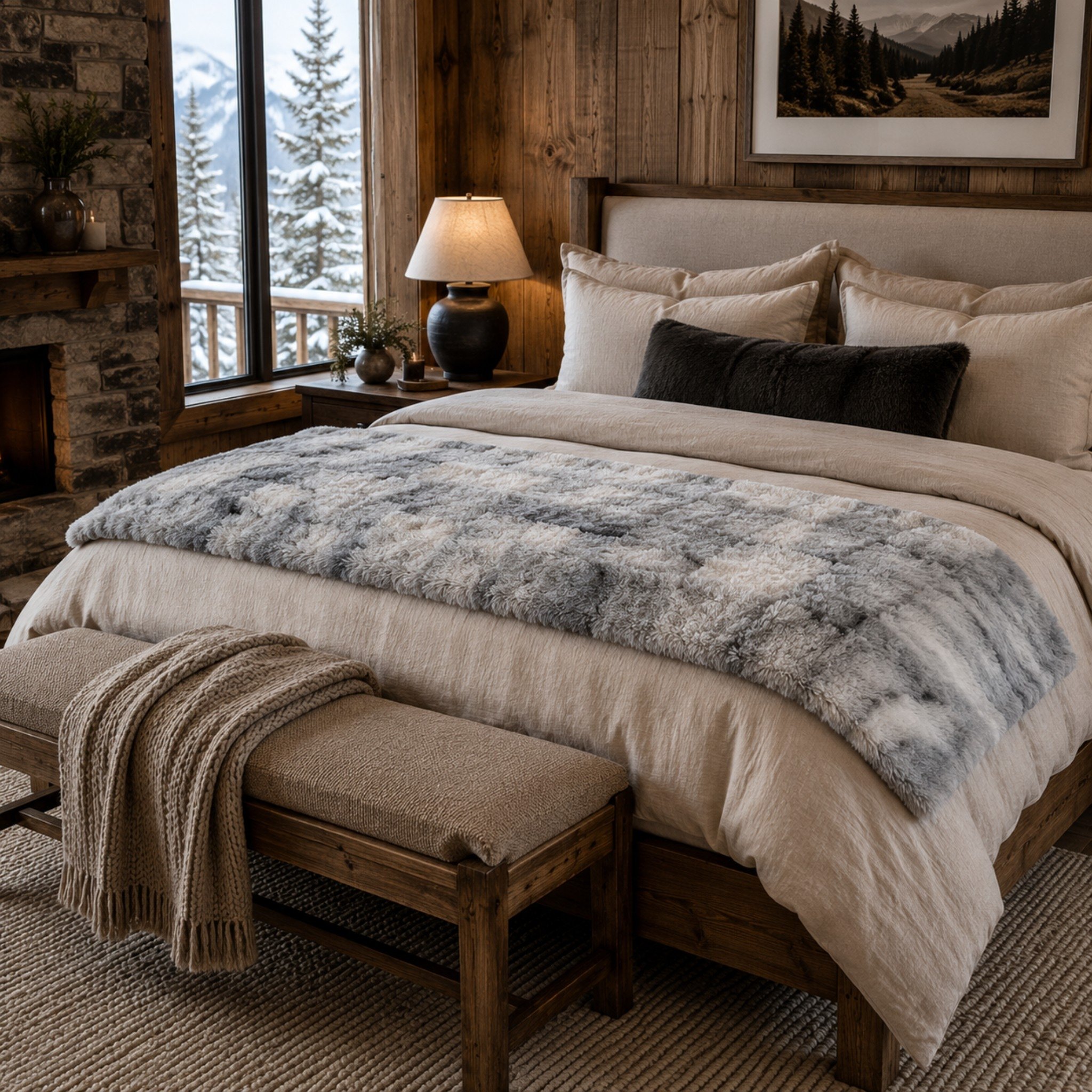 Designer Lambskin Blankets gray sheepskin blanket on bed