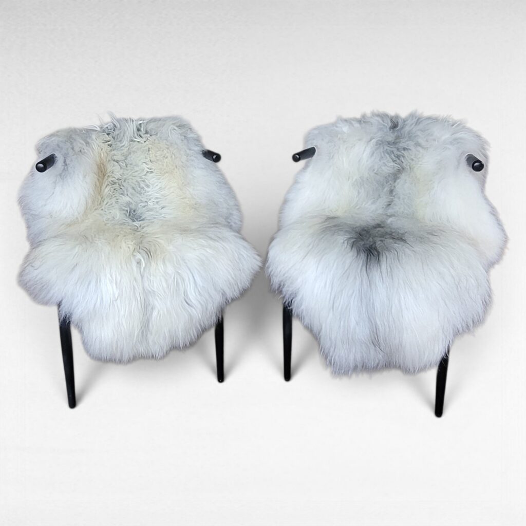 Set of 2 Silky White & Gray Icelandic Sheepskins 46" x 30"