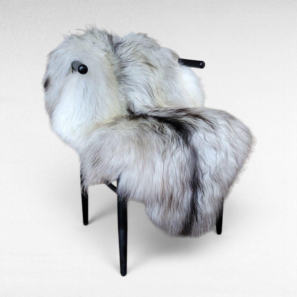 Gray Icelandic Long Wool Throw 51" x 33"
