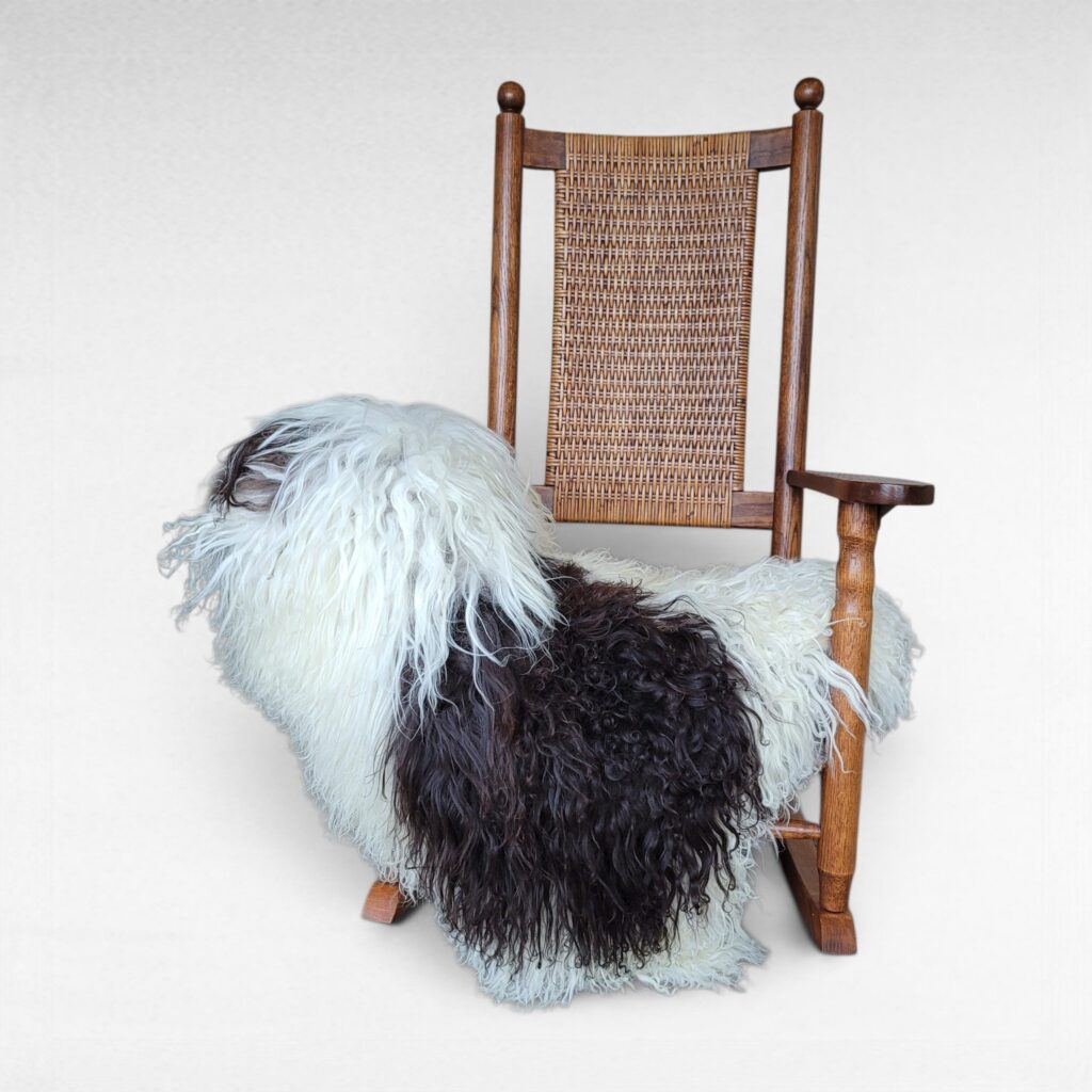 Icelandic Sheepskin Rug - Cream + Brown Spot, Gray Base 49" x 32"