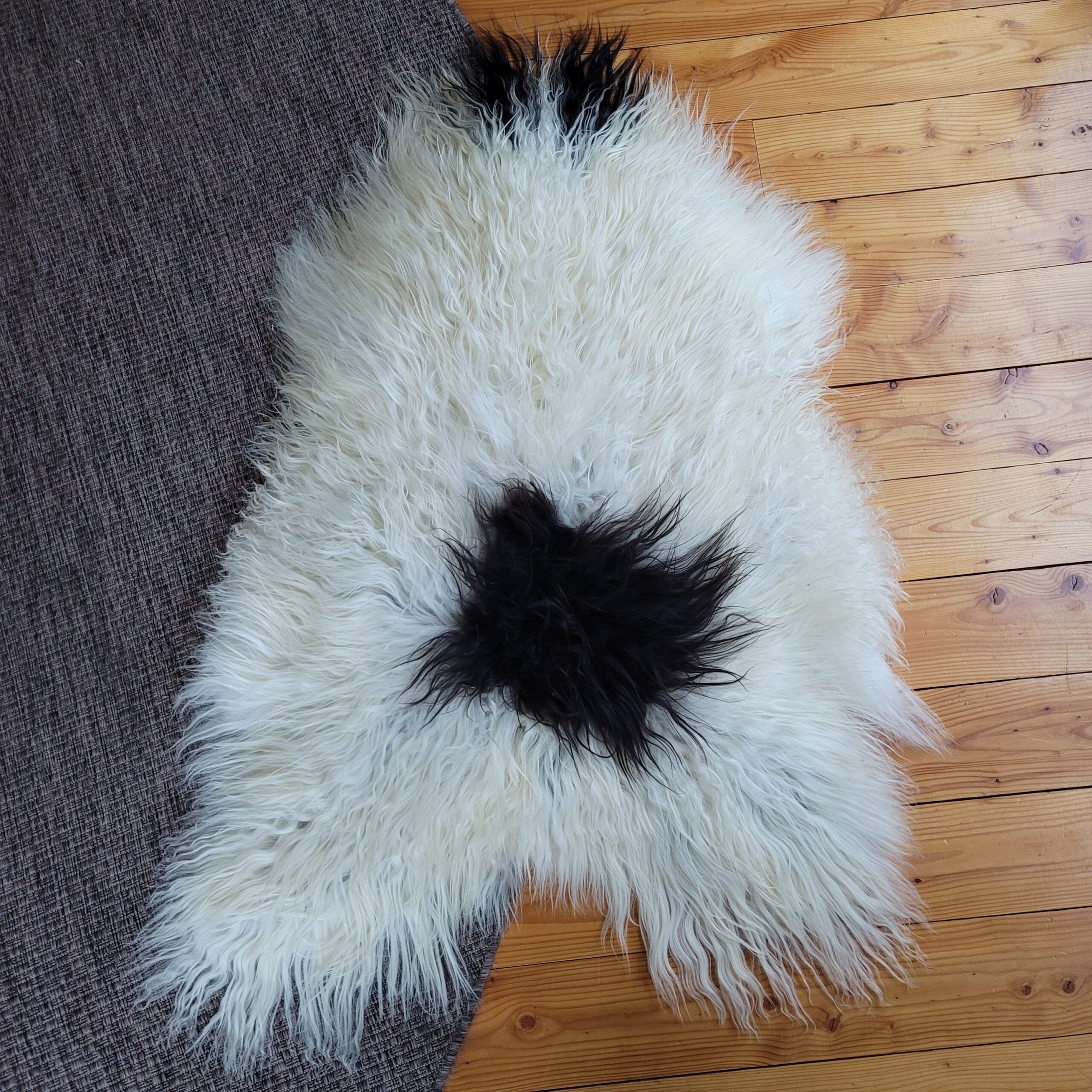 Icelandic Curly Rug Ecru + Brown + Gray 50" x 36" Icelandic Curly Rug Ecru + Brown + Gray 50" x 36" - Image 3