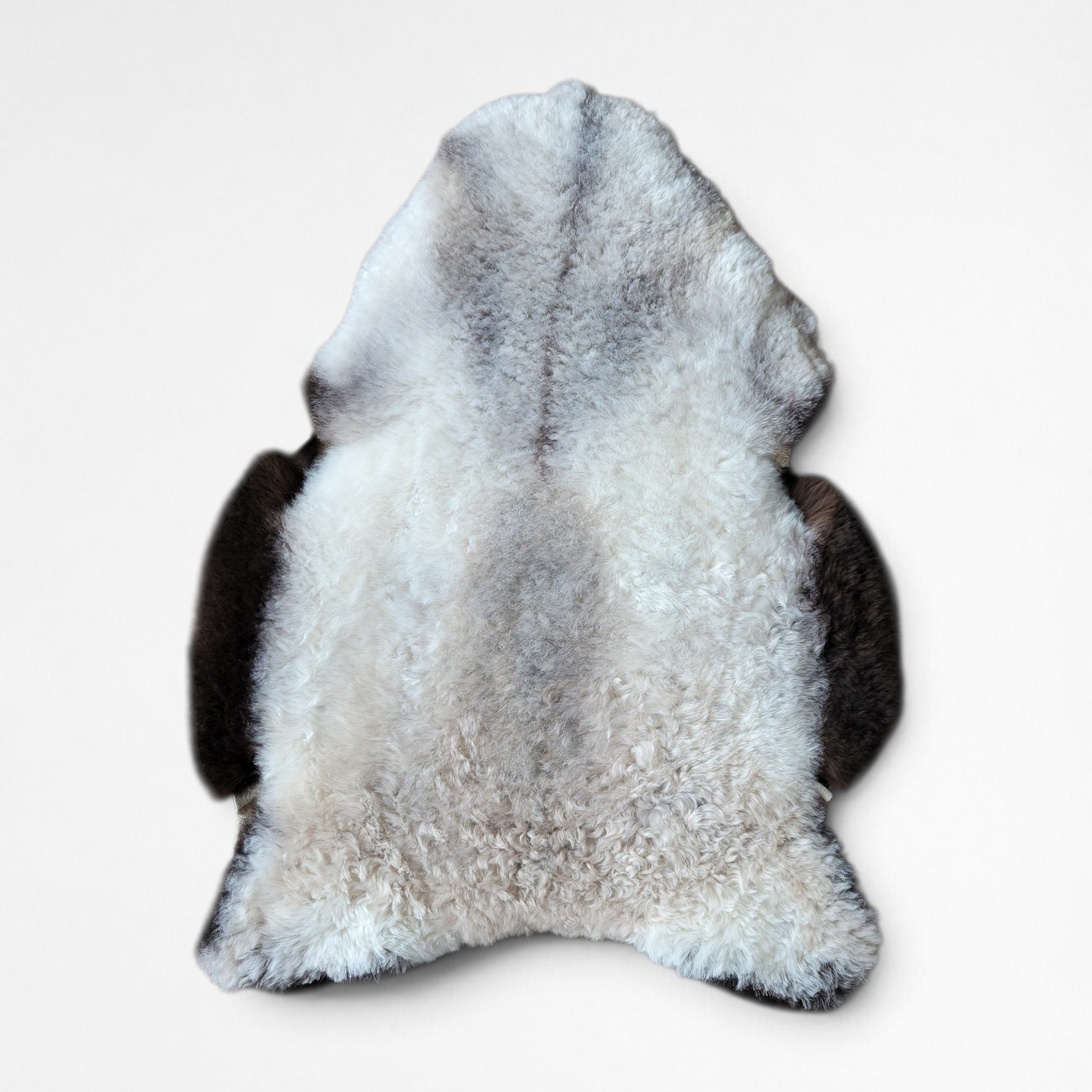 Dense Icelandic Lambskin Rug - Gray + Brown (42" x 31")