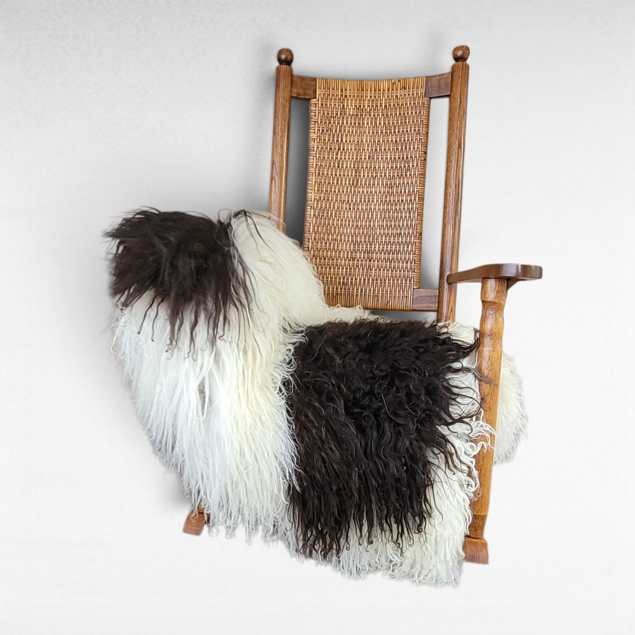 Icelandic Sheepskin Rug - Cream + Brown Spot, Gray Base 49" x 32"