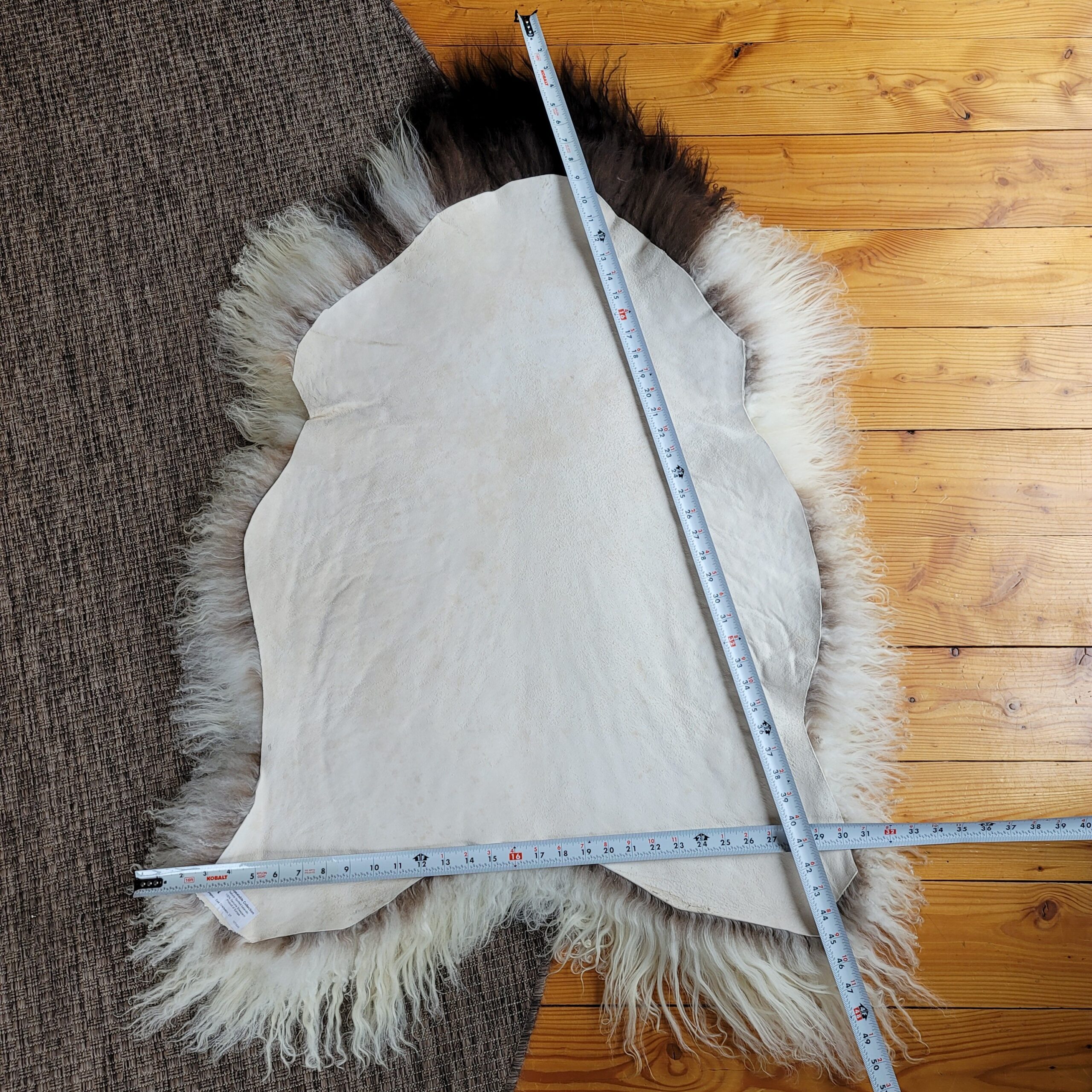 Icelandic Sheepskin Rug - Cream + Brown Spot, Gray Base 49" x 32" - Image 6