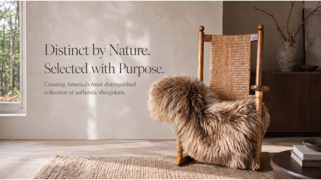Natural Icelandic sheepskin displayed in a sophisticated neutral interior