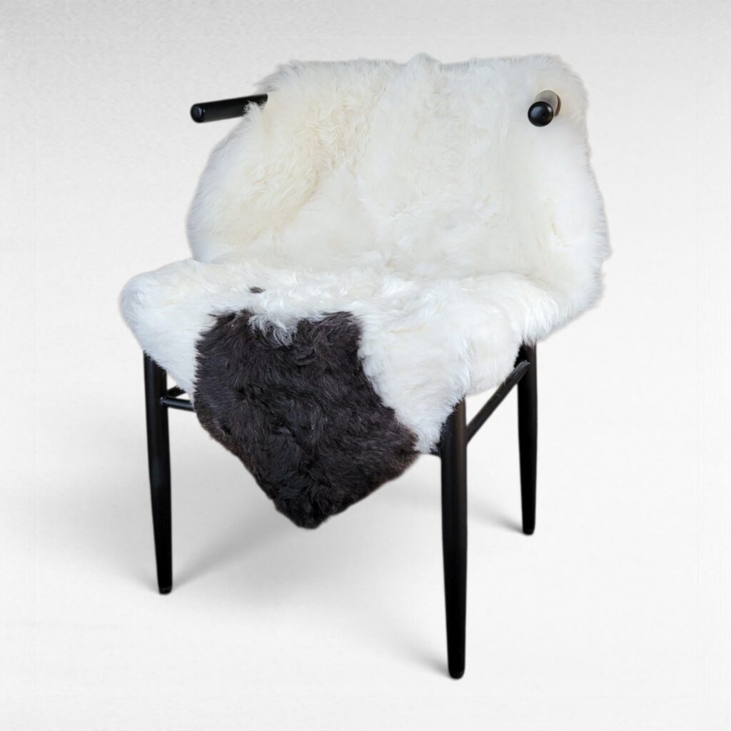 curly fur Icelandic sheepskin displayed on a chair