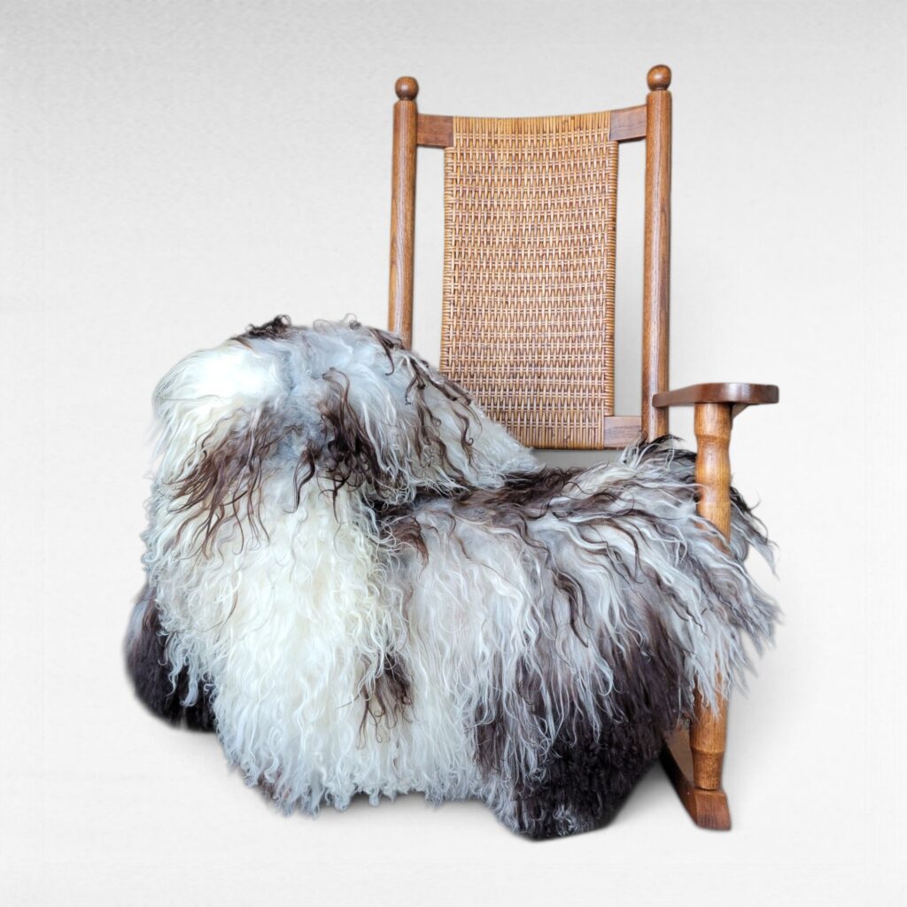Large Curly Brown + Cream Wool Sheepskin (48" x 36")