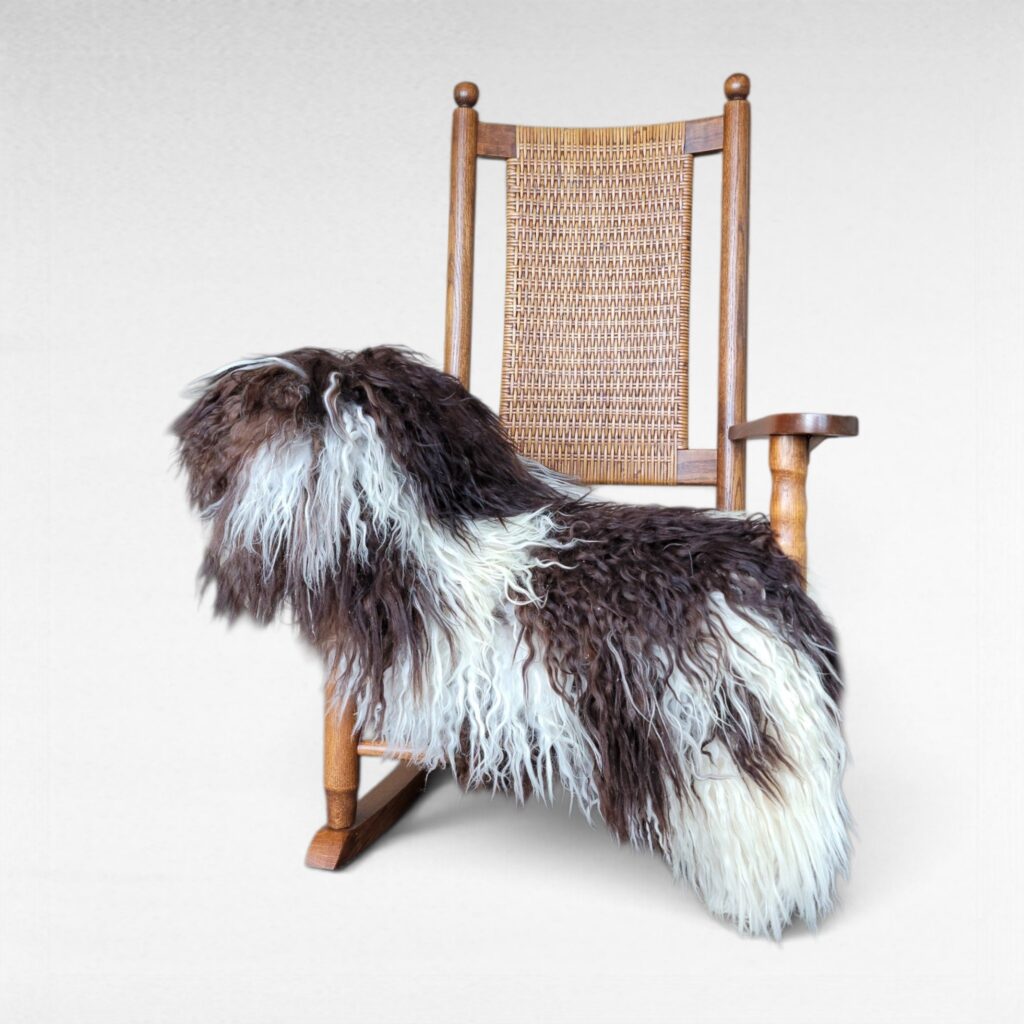 Dark Brown Spotted Curly Wool Sheepskin (Small 45" x 33")