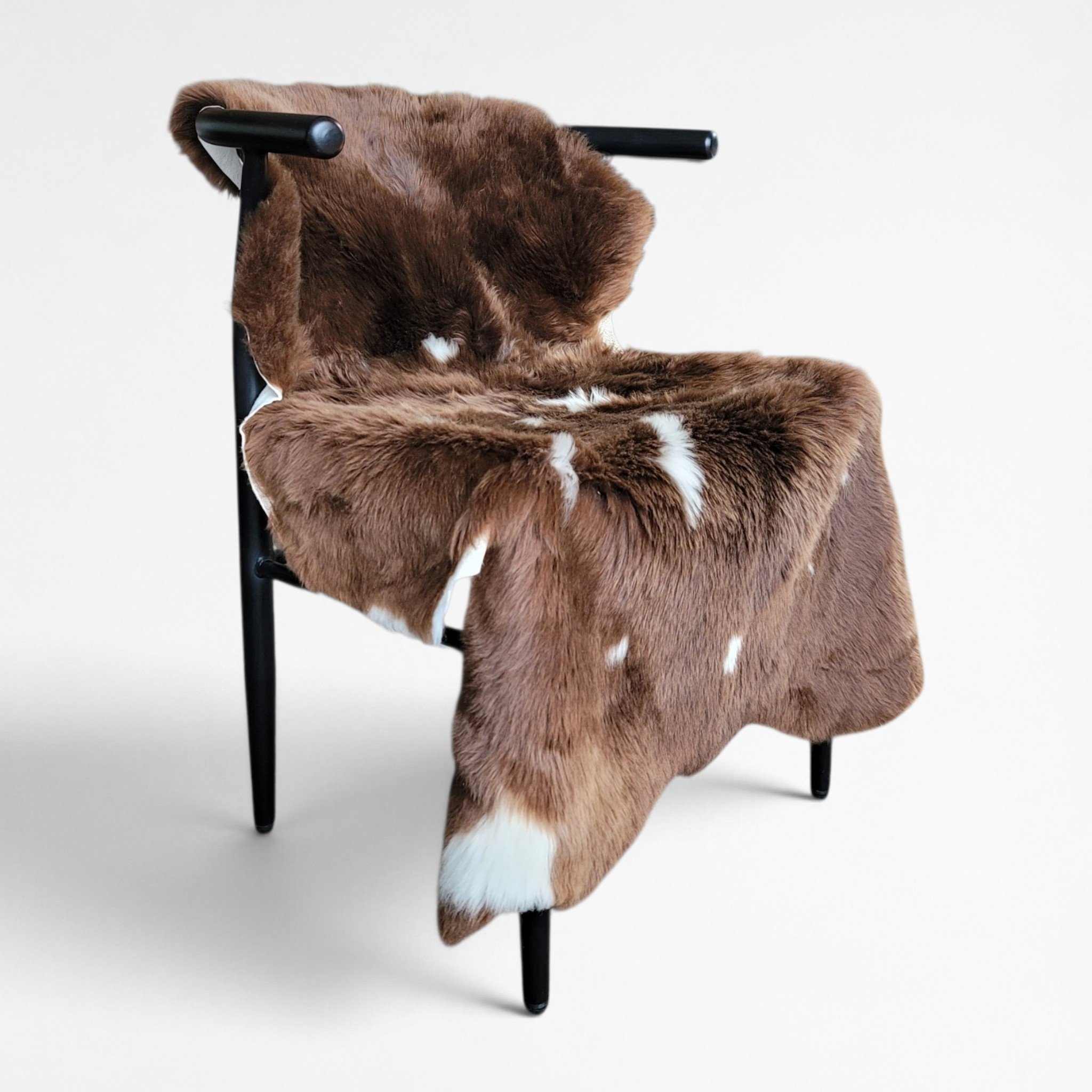 Rare Breed British Lambskin Throw – Bright Brown & White Spotted 47" x 32"