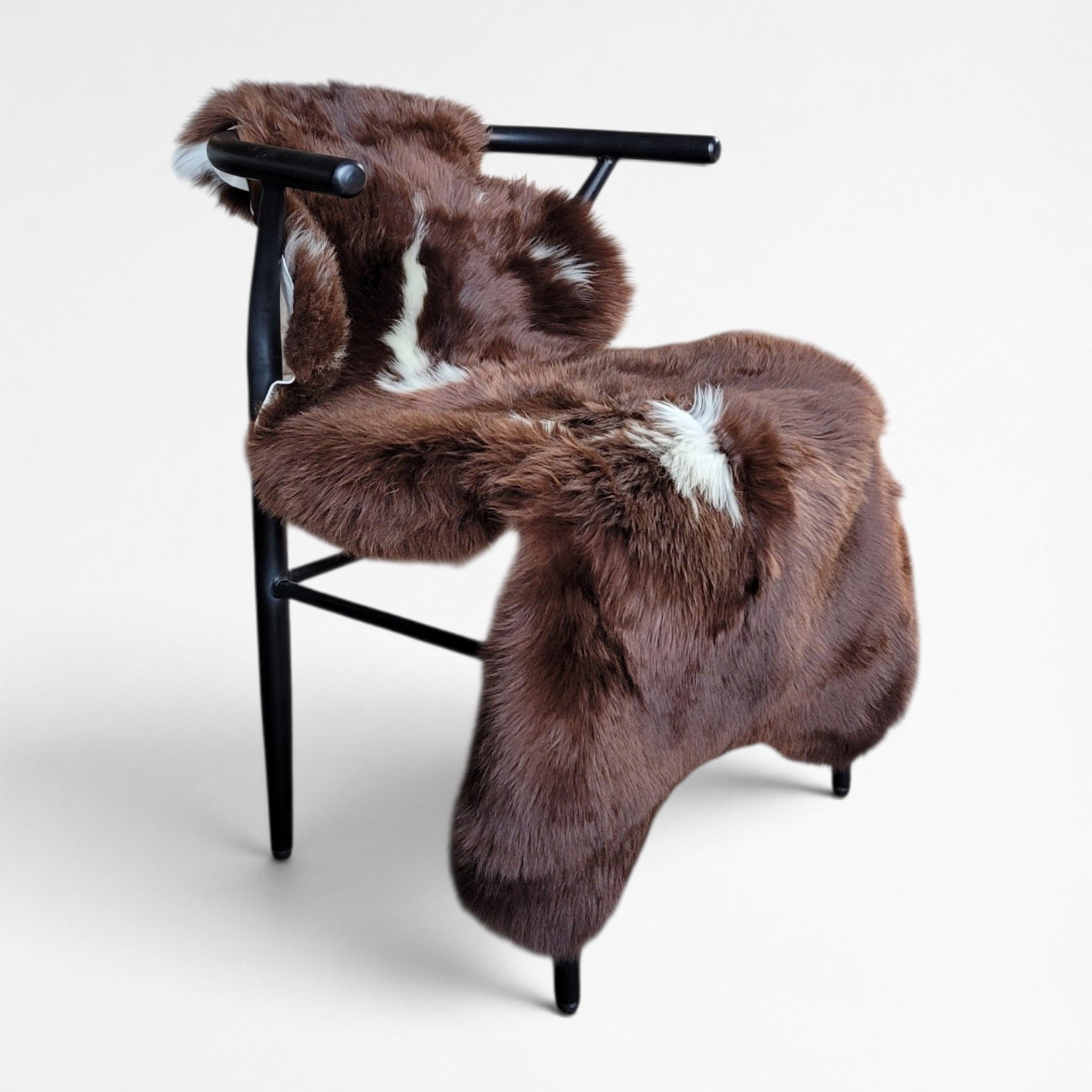 Silky Rare Breed British Lambskin Throw – Brown & White Spotted 48" x 30"