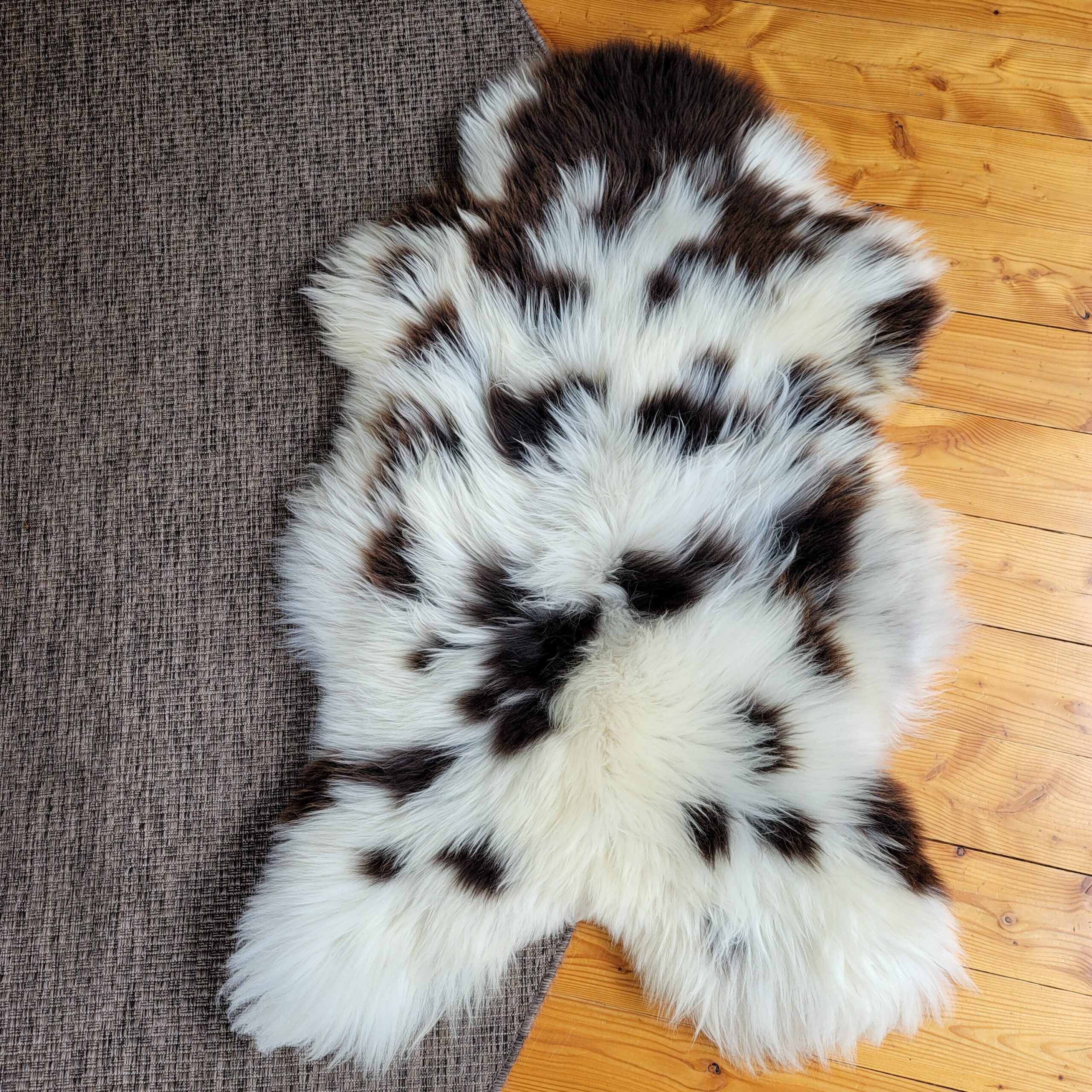 Rare Breed British Sheepskin Rug – Plush White with Brown Spot 49" x 32" - Image 4