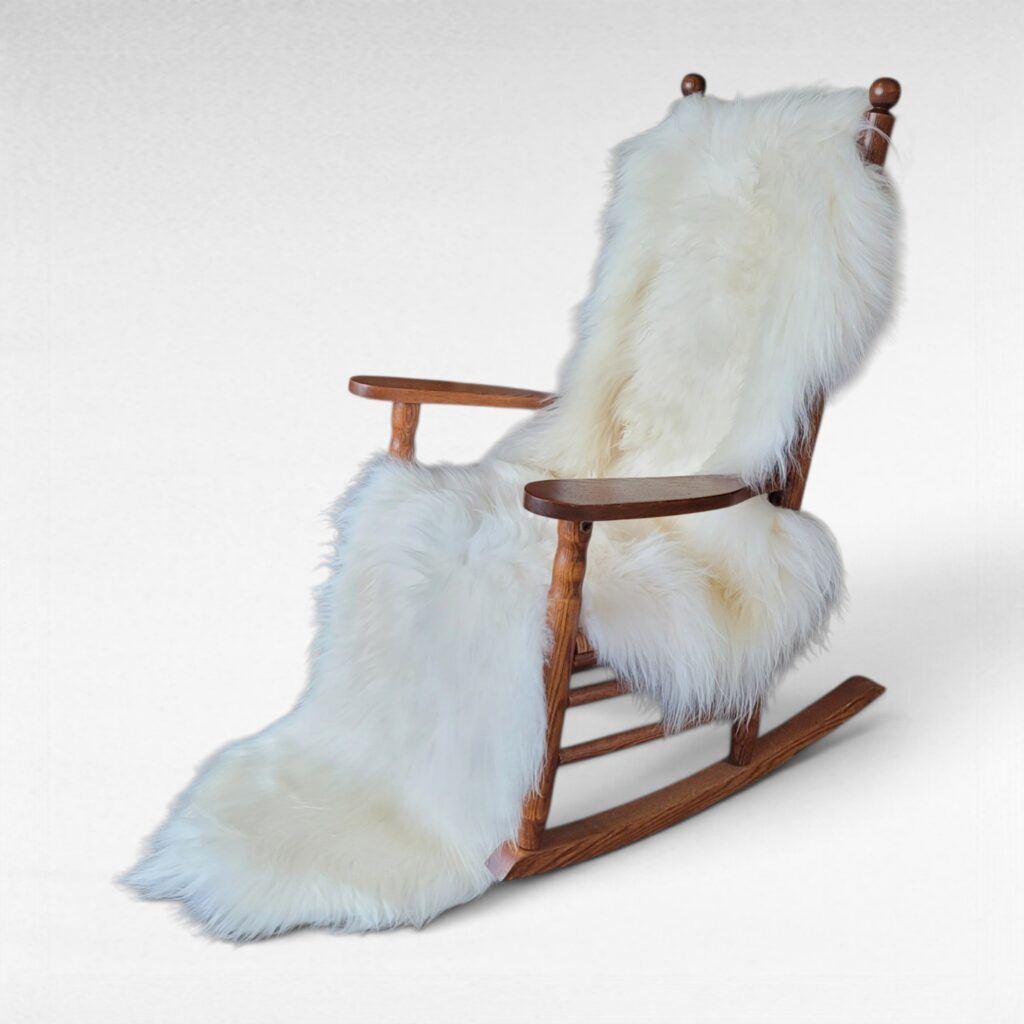 Long White Double Icelandic Sheepskin 4" Wool - 5" Silky whote wool 87" x 35"