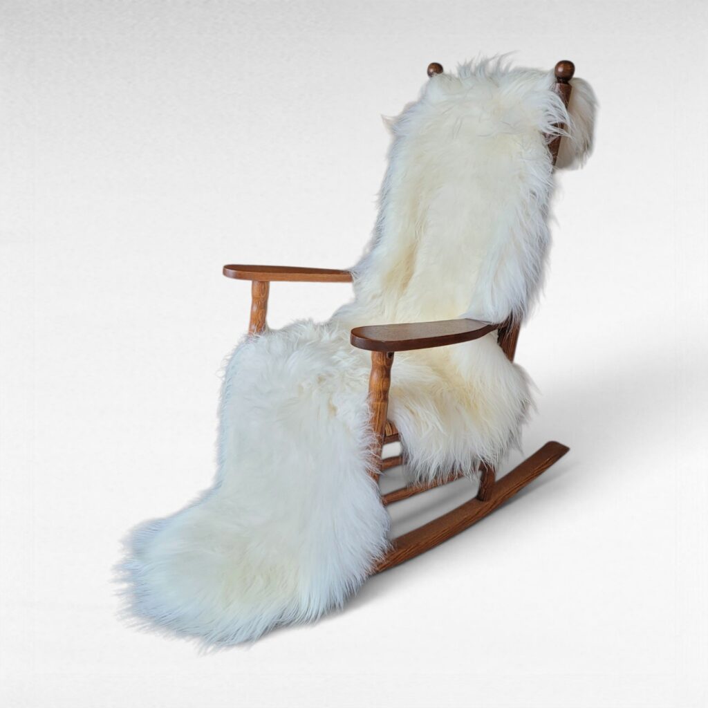 Long White Double Icelandic Sheepskin 88" x 35" 4 - 5" wool
