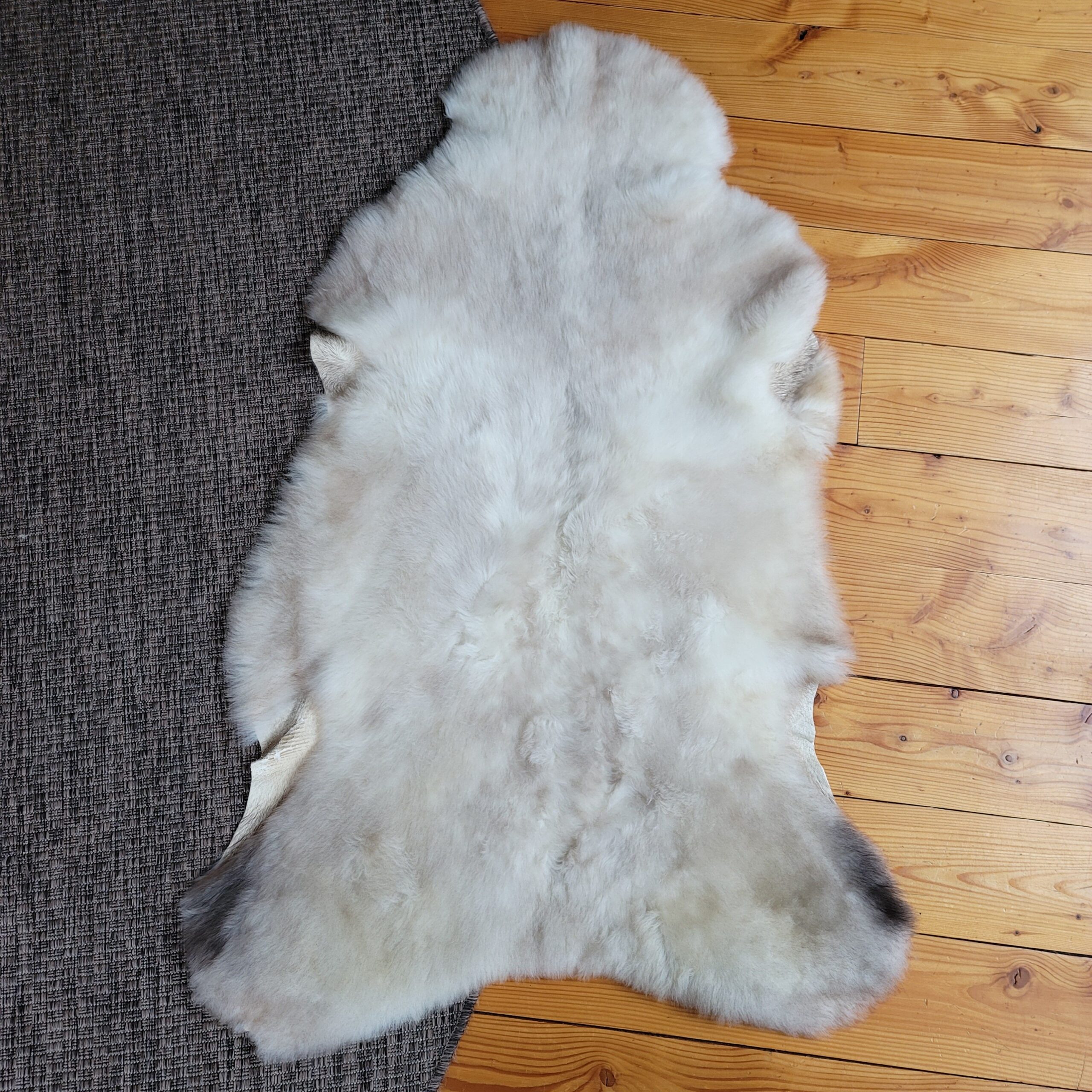 Muted Tan & Cream Portland Lambskin Throw 47″ x 29″ - Image 4