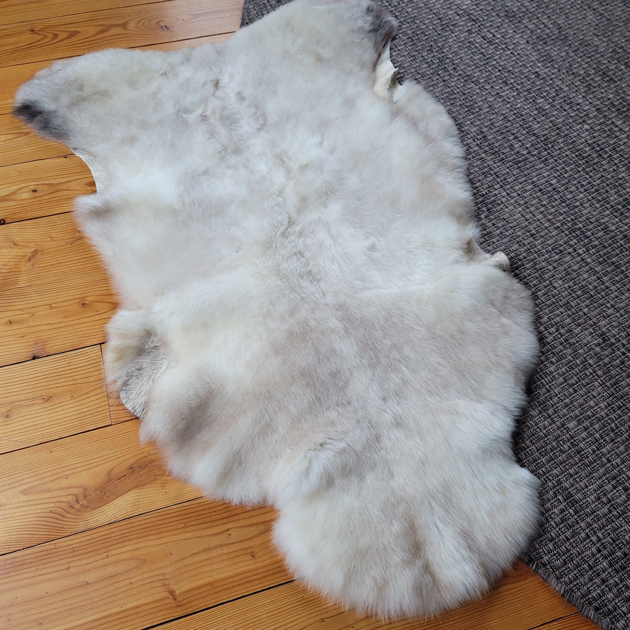 Muted Tan & Cream Portland Lambskin Throw 47″ x 29″ - Image 3