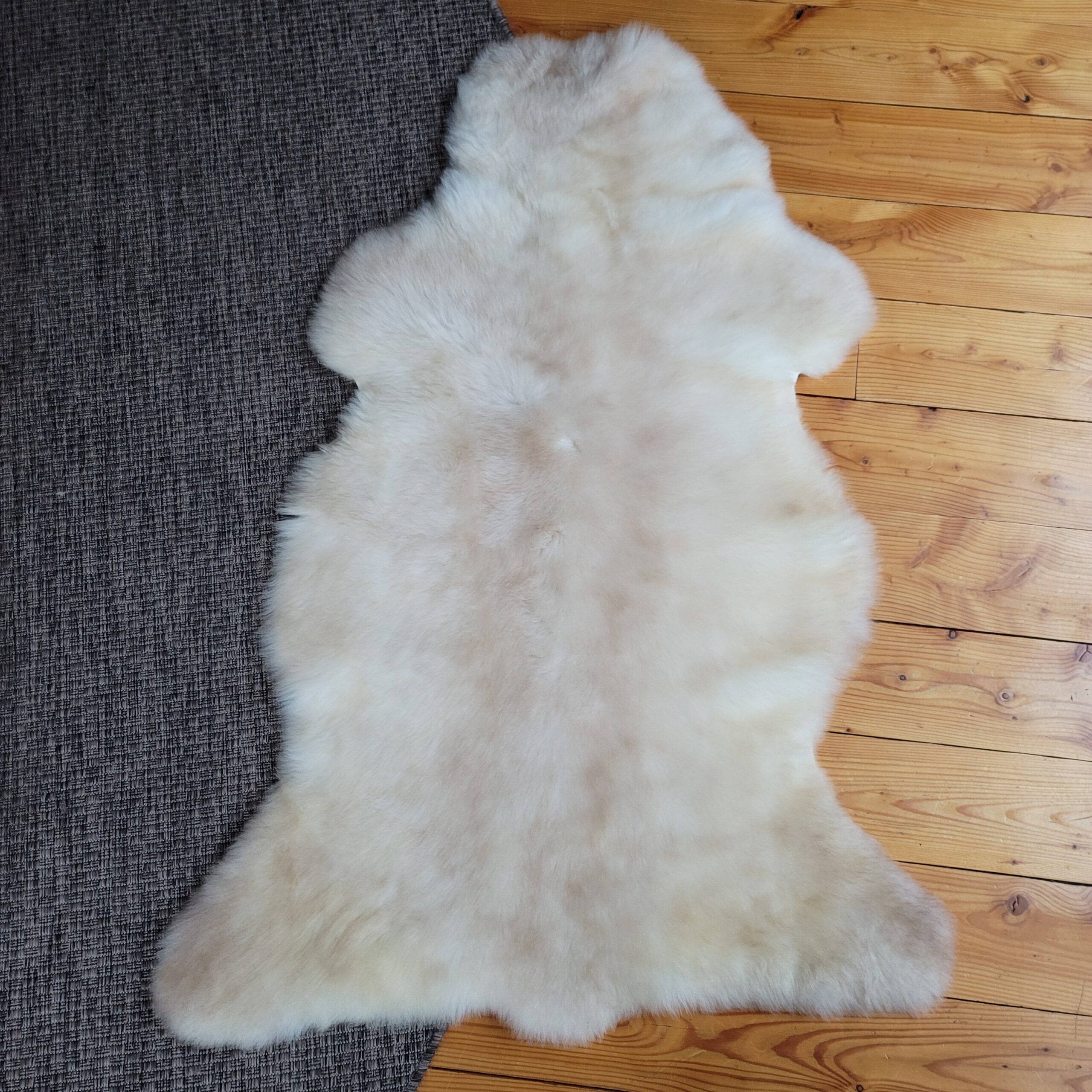 Creamy Tan & Ivory Portland Sheepskin Throw 47″ x 32″ - Image 4