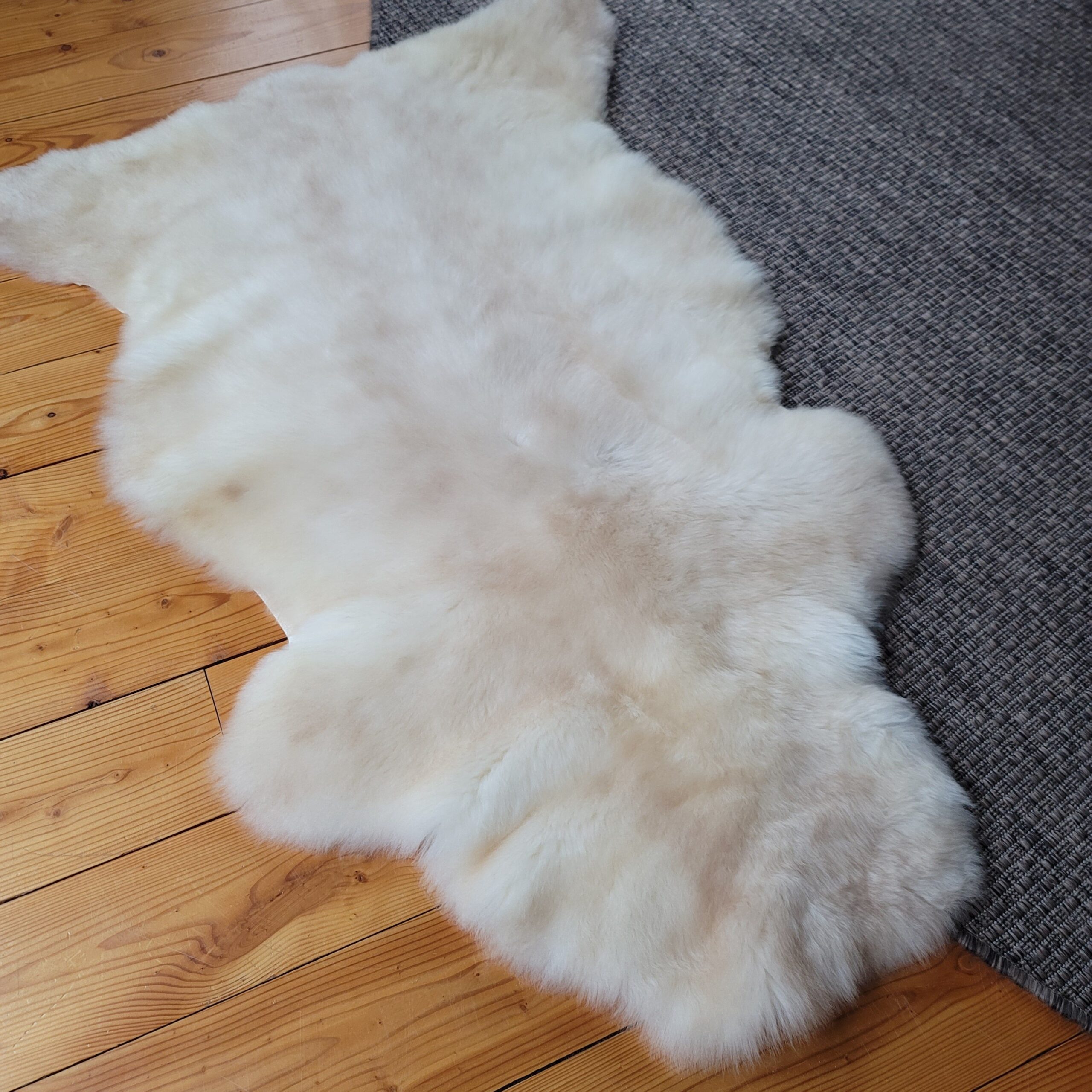 Creamy Tan & Ivory Portland Sheepskin Throw 47″ x 32″ - Image 3