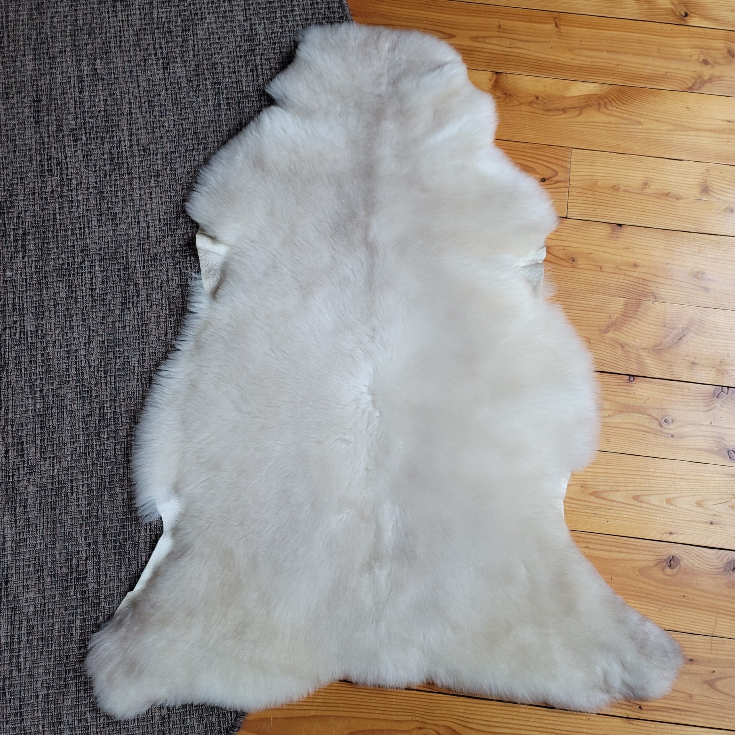 Muted Taupe Gray & Cream Portland Lambskin Throw 46″ x 34″ - Image 3