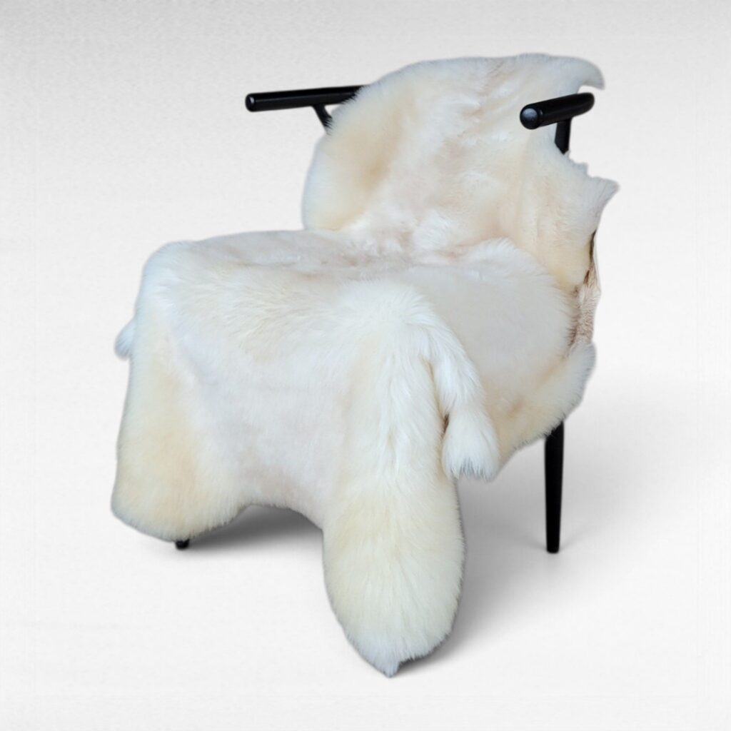 Ivory & Warm Beige Portland Sheepskin Throw 48″ x 34″