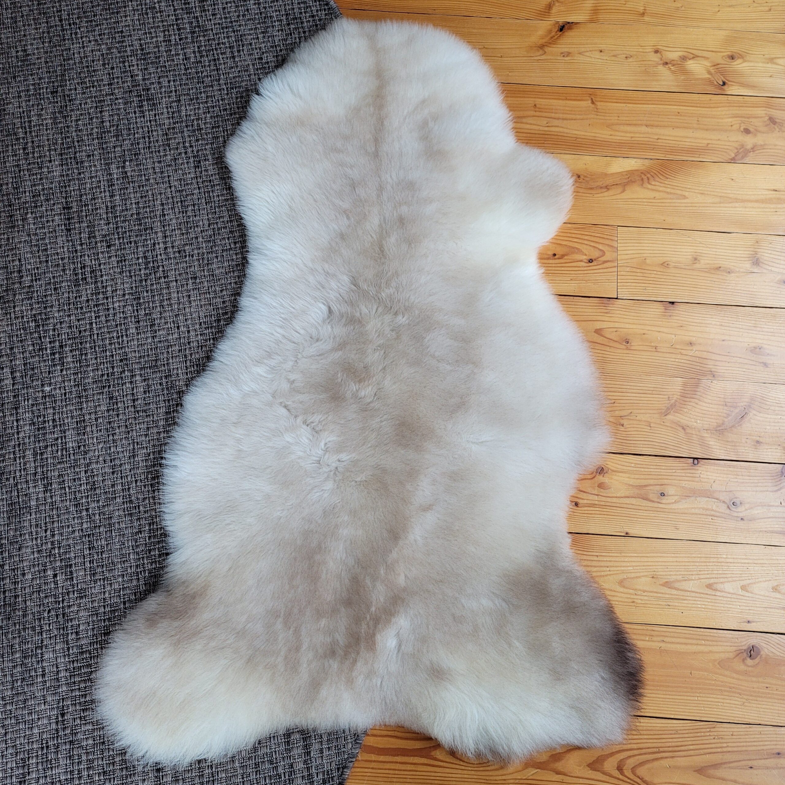 Ivory & Warm Greige Portland Sheepskin Rug 48″ x 30″ - Image 3