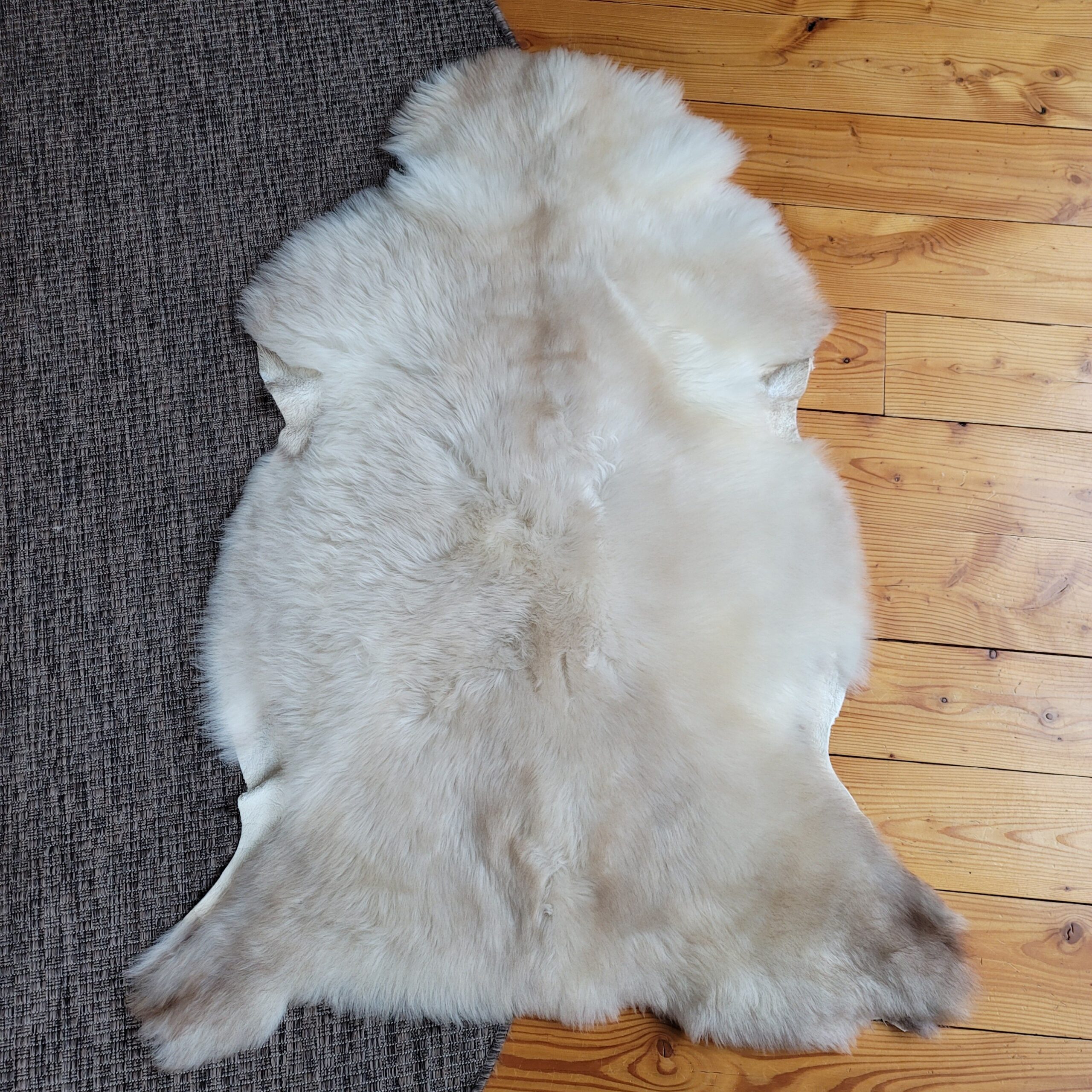 Ivory & Light Taupe Portland Sheepskin Rug 47″ x 32″ - Image 3
