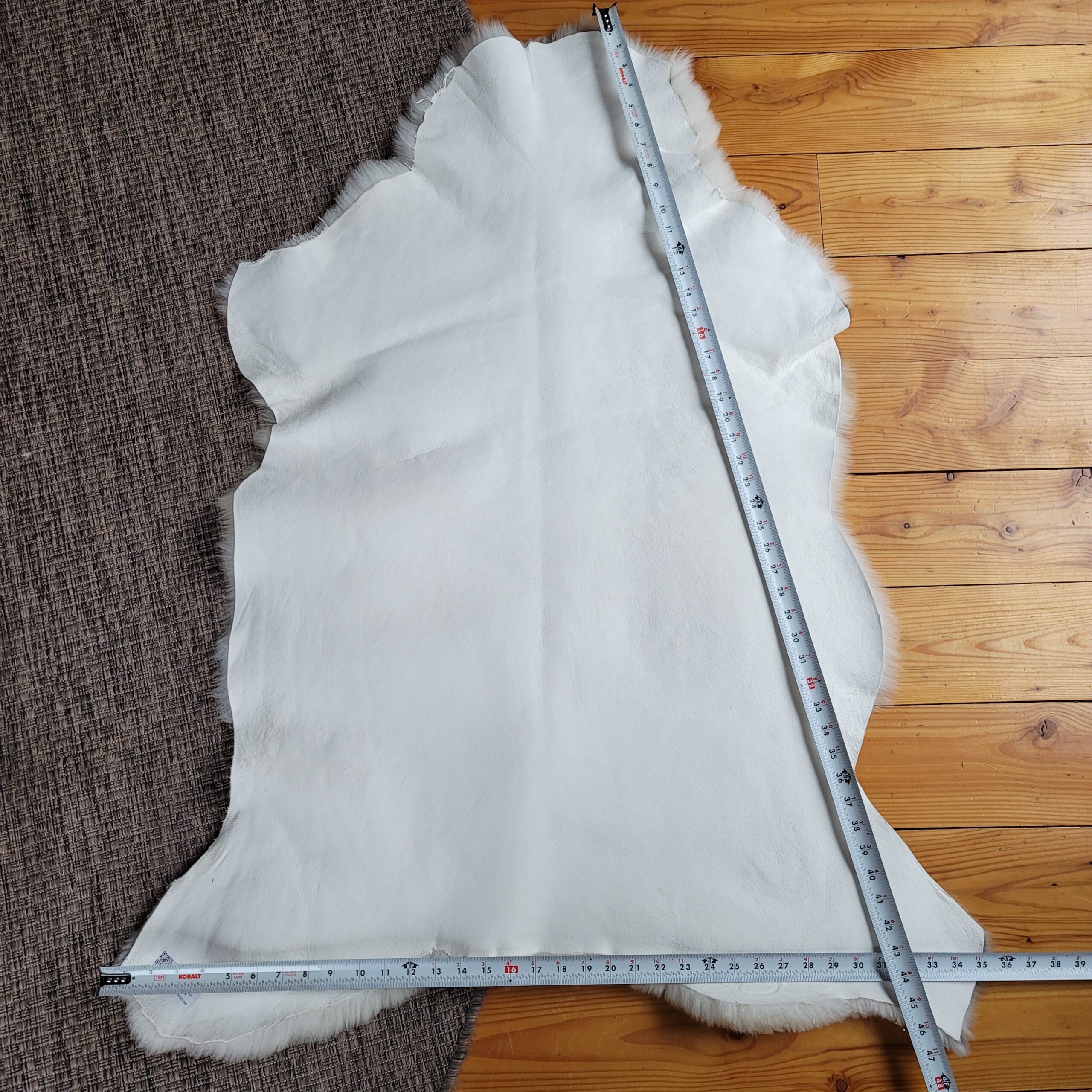 Ivory & Pale Greige Portland Sheepskin Throw 47″ x 35″ - Image 5