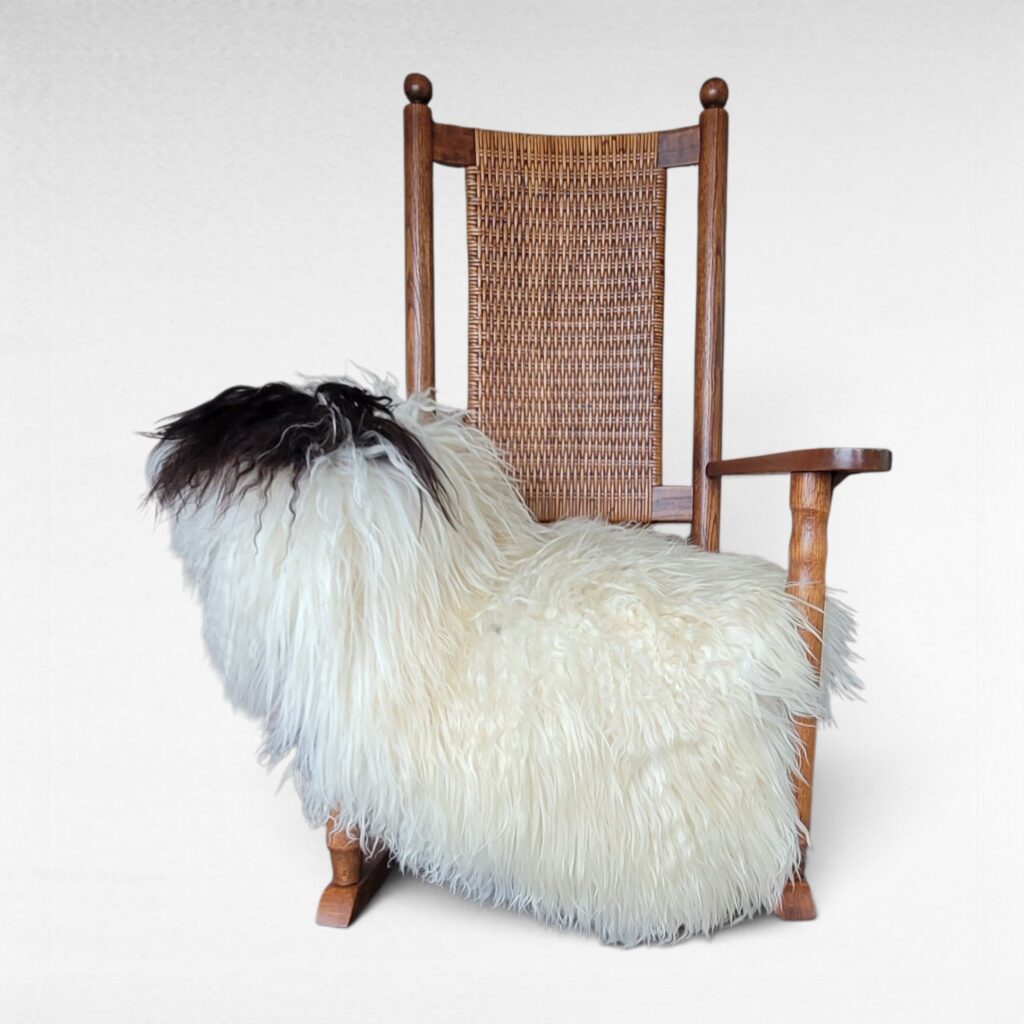 Lush Ecru Curly Spotted Icelandic Sheepskin Rug 47″ × 34″