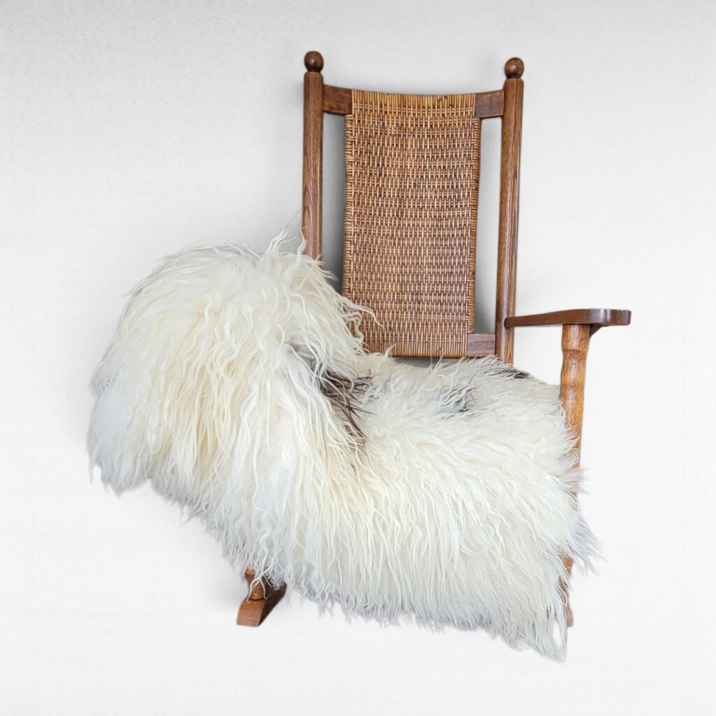 Highly Textured Ecru Spotted Icelandic Sheepskin Rug 50″ × 35″